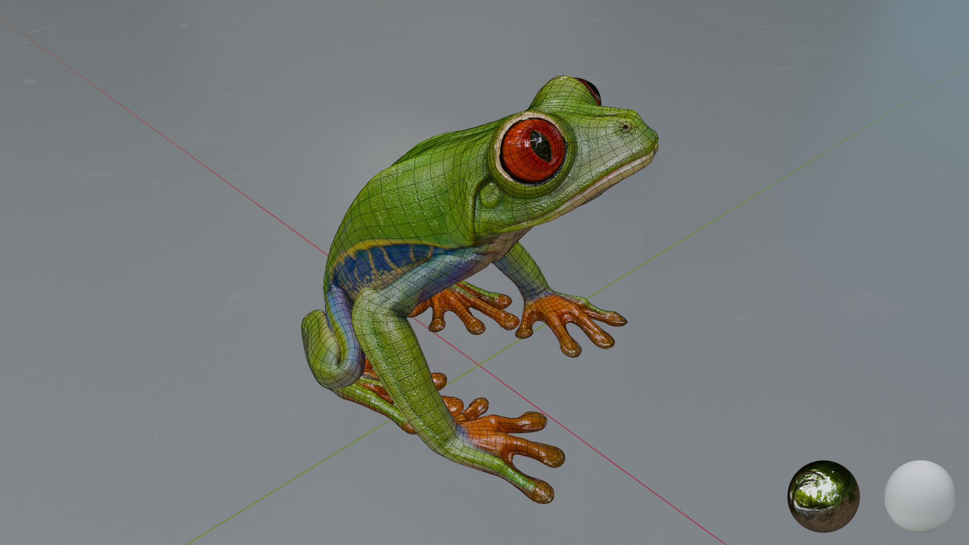 Red Tree Frog Low-poly 3D model_12