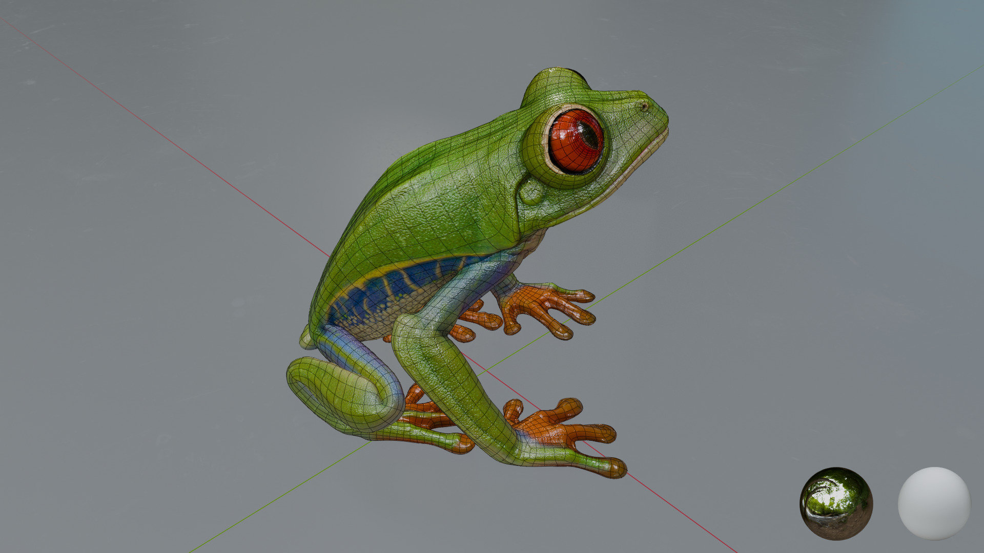 Red Tree Frog Low-poly 3D model_15