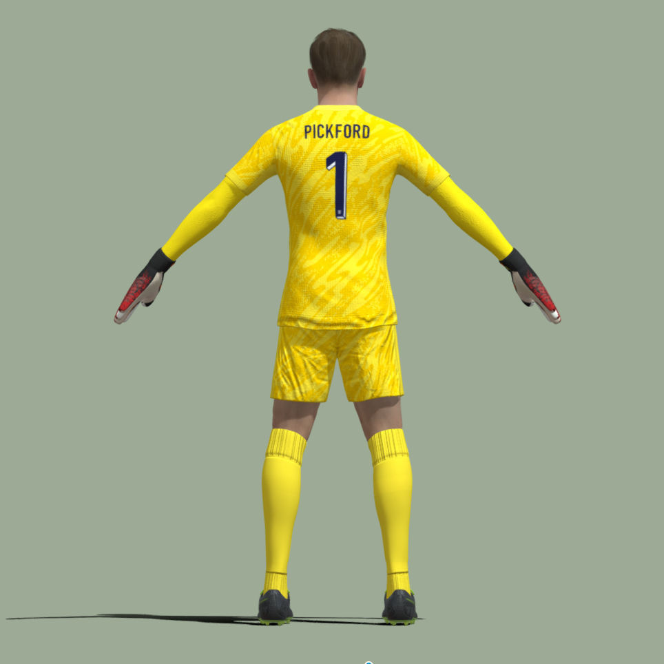 T-Pose Rigged Jordan Pickford England Euro 2024 3D model_2