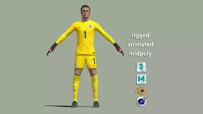 T-Pose Rigged Jordan Pickford England Euro 2024 3D model T-Pose Rigged Jordan Pickford England Euro 2024 3D model
