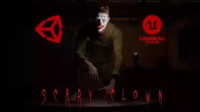 The Scary Clown character for Horror games Low-poly 3D model