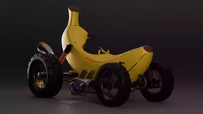 Banana Car Game Ready 3D Model
