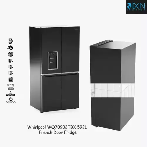 Whirlpool WQ70902TBX 592L French Door Fridge 3D model