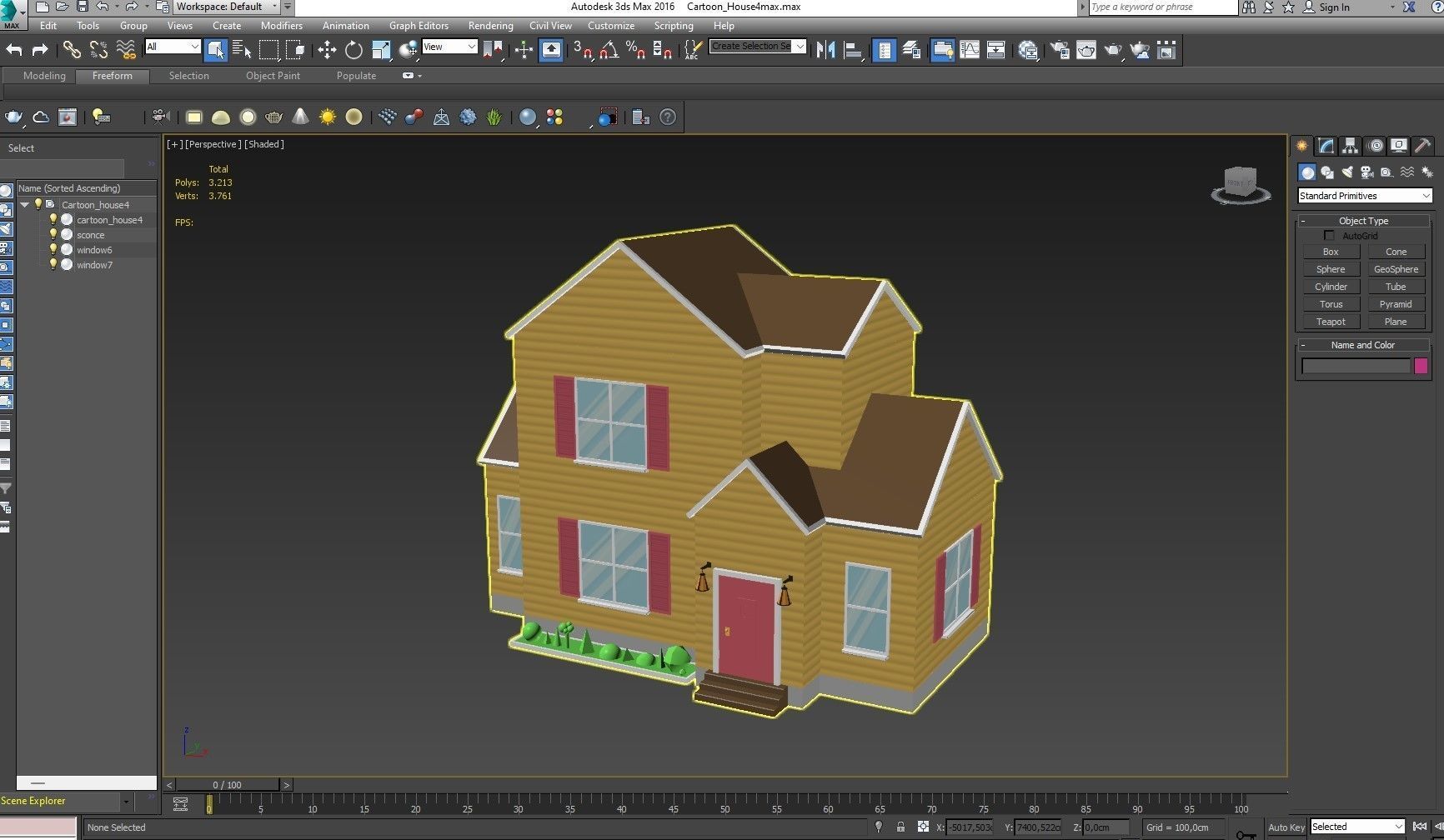 Cartoon House 4 Low-poly 3D model_12