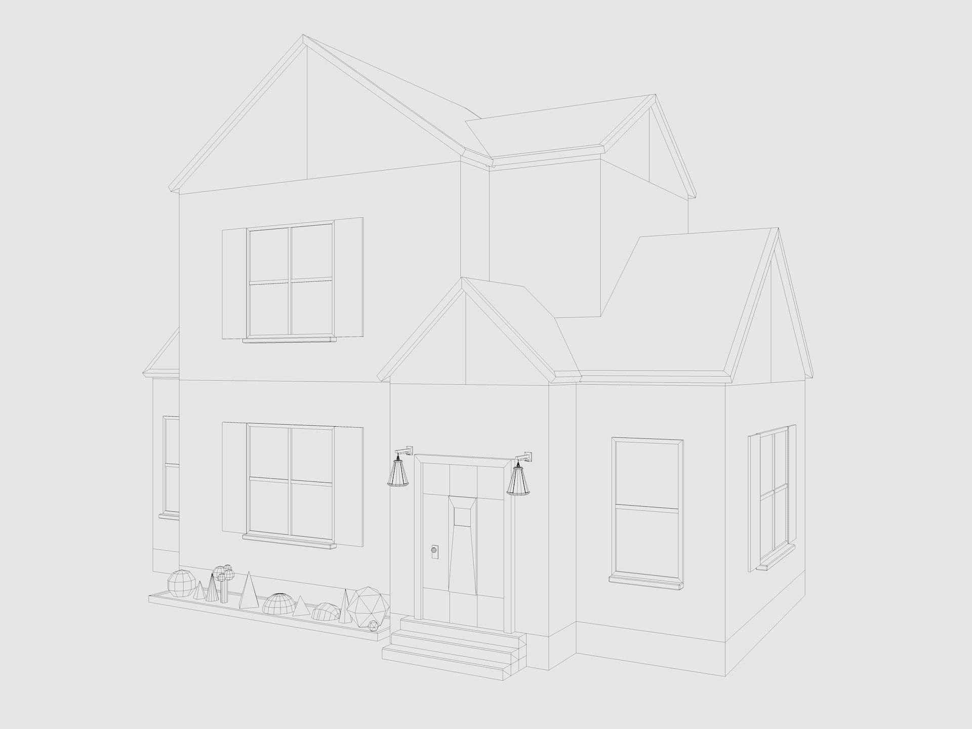 Cartoon House 4 Low-poly 3D model_5