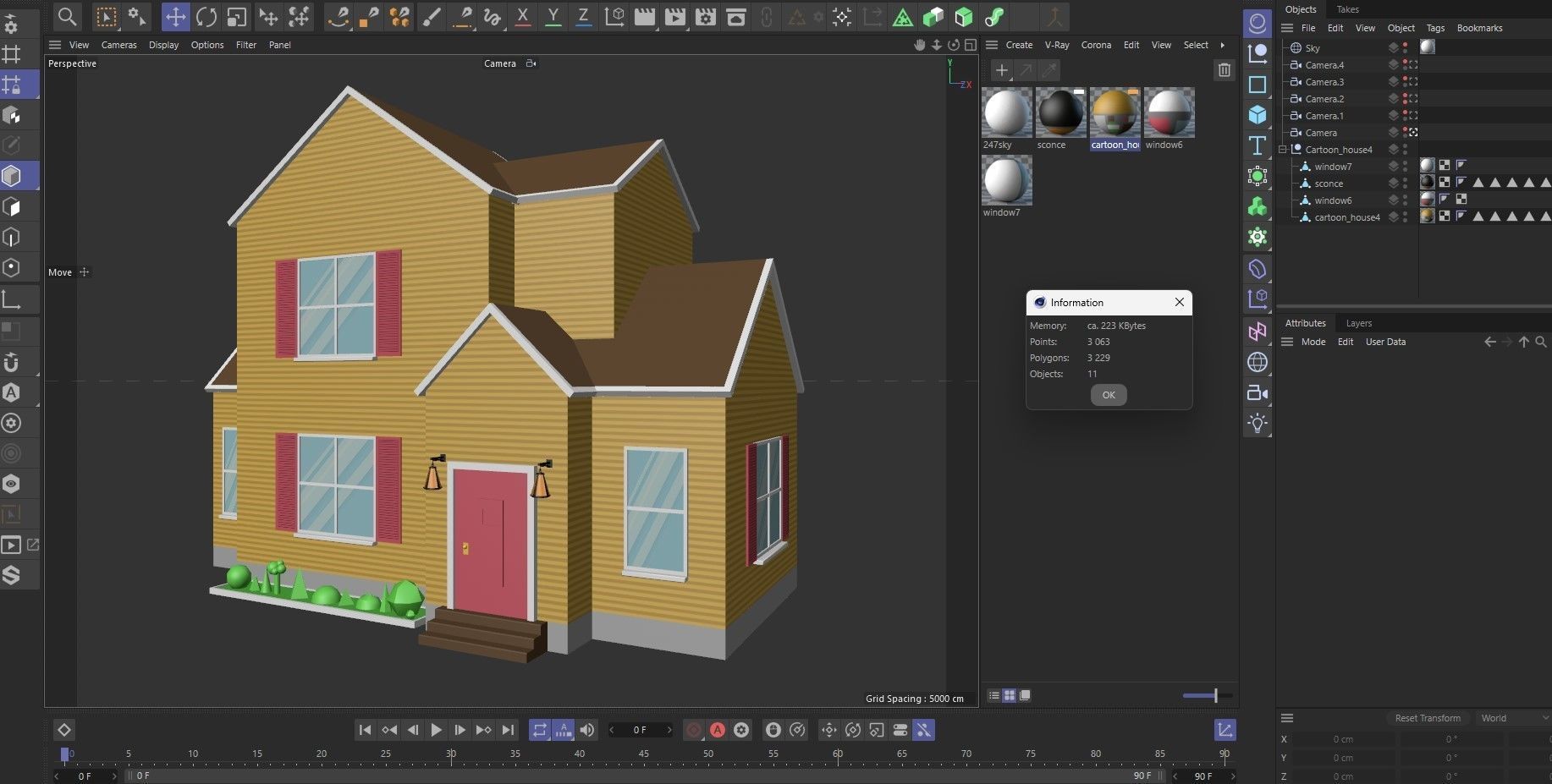 Cartoon House 4 Low-poly 3D model_11