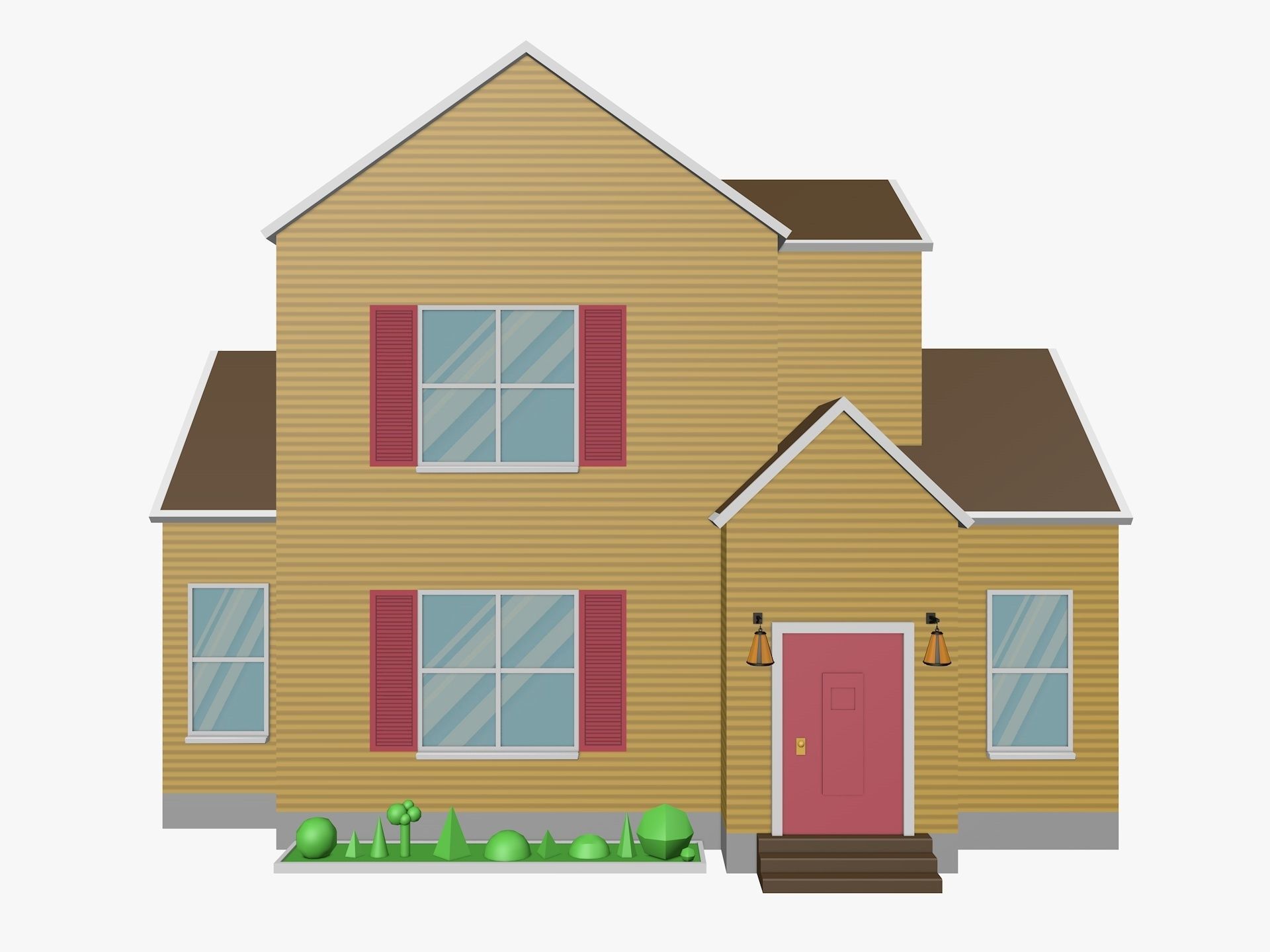 Cartoon House 4 Low-poly 3D model_2