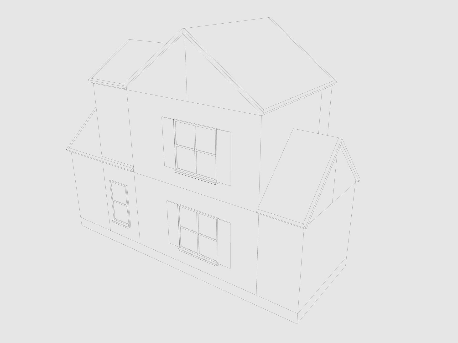 Cartoon House 4 Low-poly 3D model_8