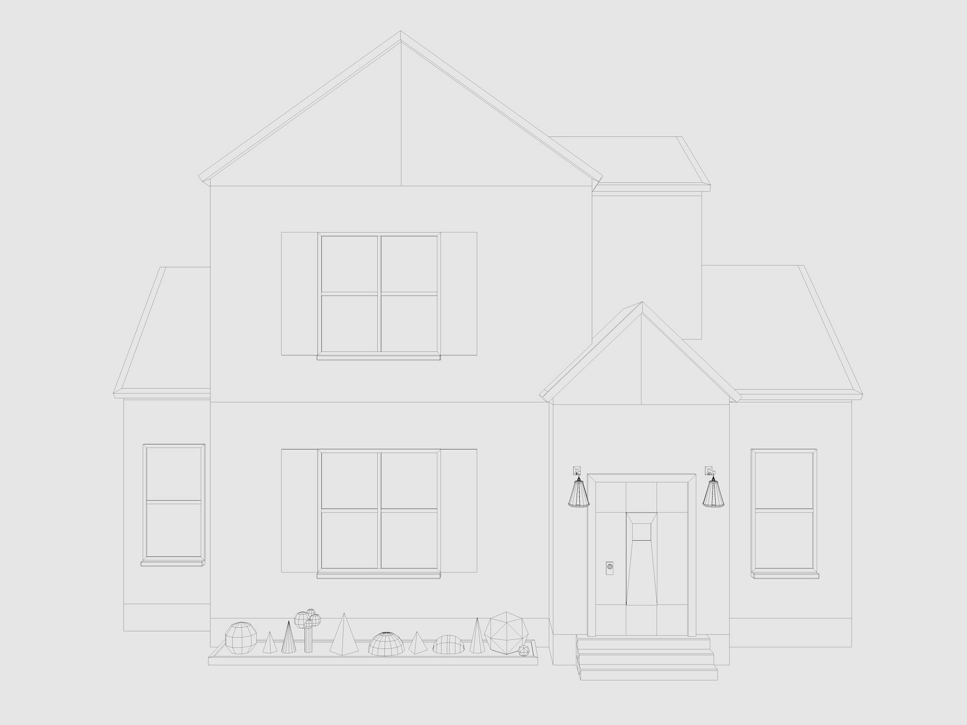 Cartoon House 4 Low-poly 3D model_7