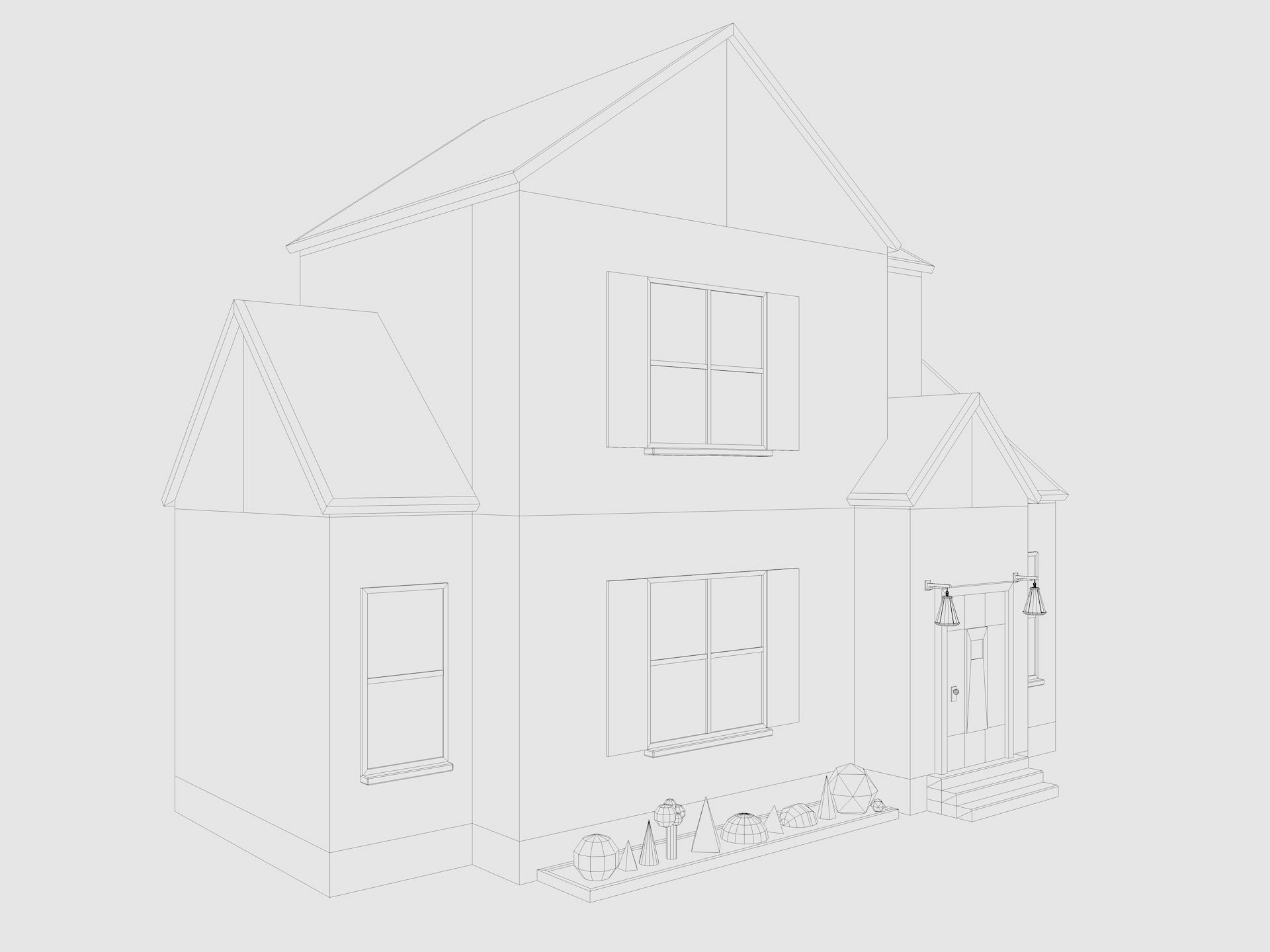 Cartoon House 4 Low-poly 3D model_6