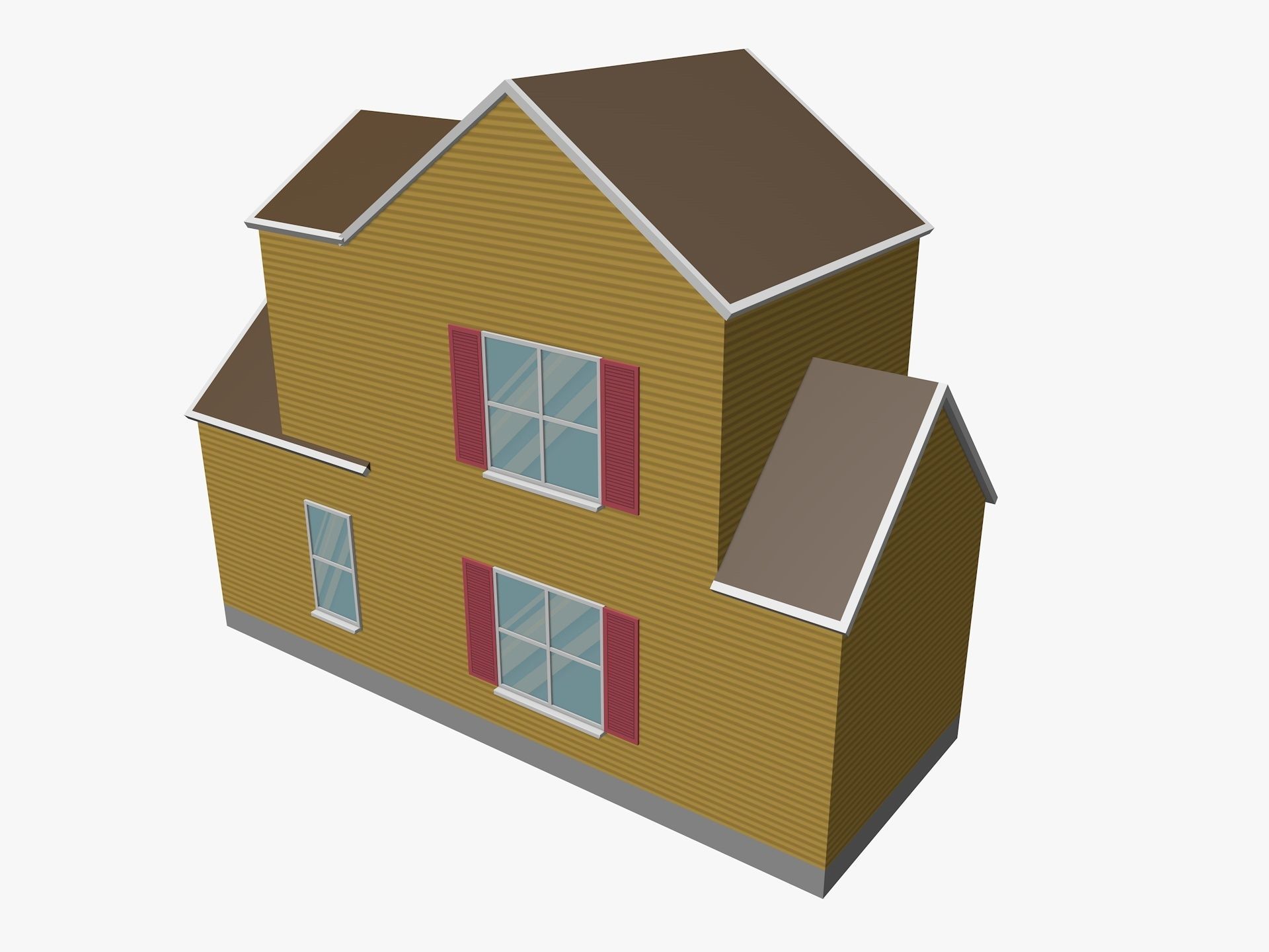 Cartoon House 4 Low-poly 3D model_3