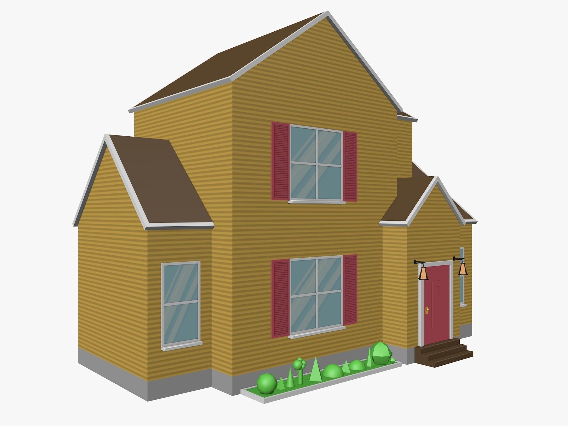 Cartoon House 4 Low-poly 3D model_1