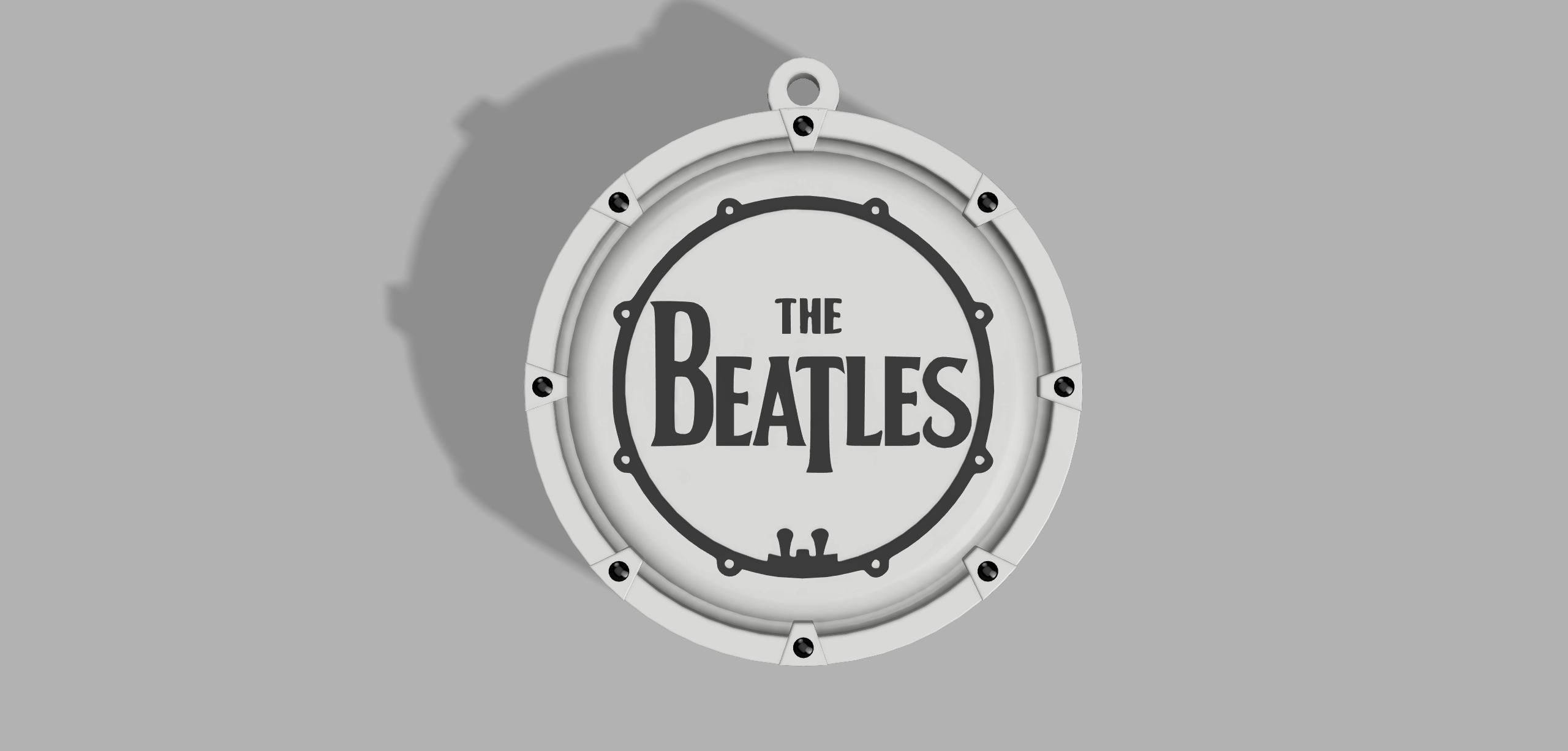 The Beatles Drum Logo Medallion Keychain 3D print model_4