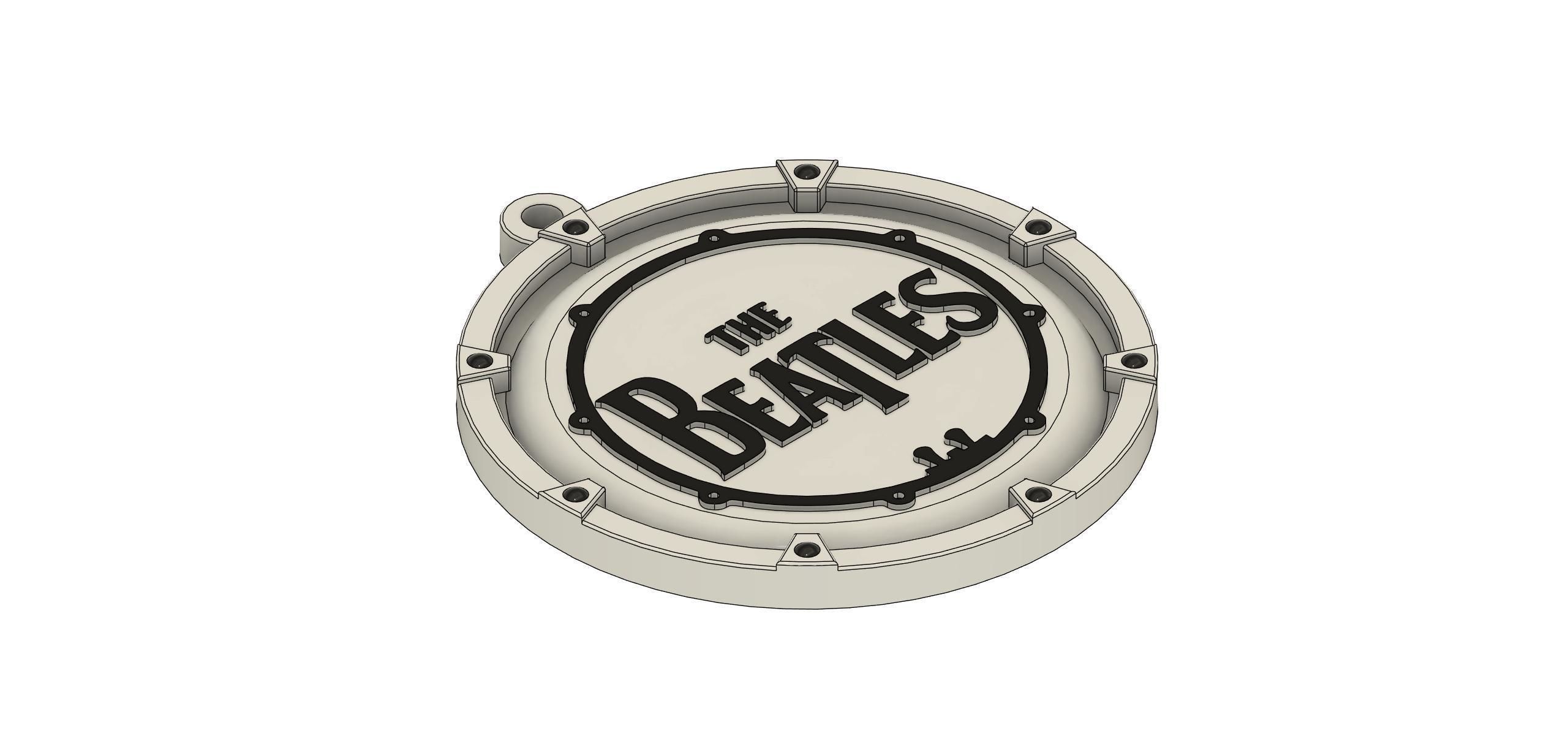 The Beatles Drum Logo Medallion Keychain 3D print model_2