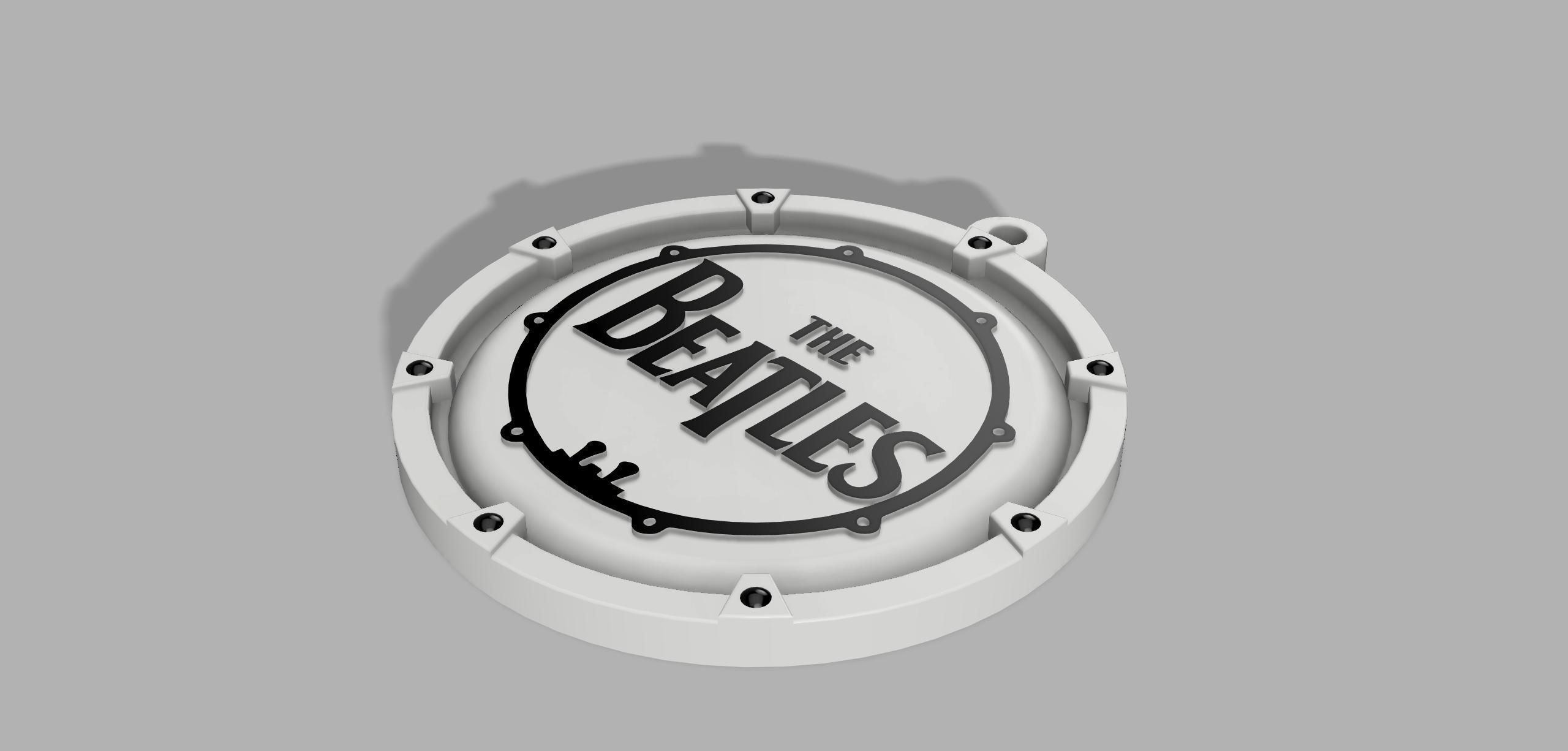 The Beatles Drum Logo Medallion Keychain 3D print model_5