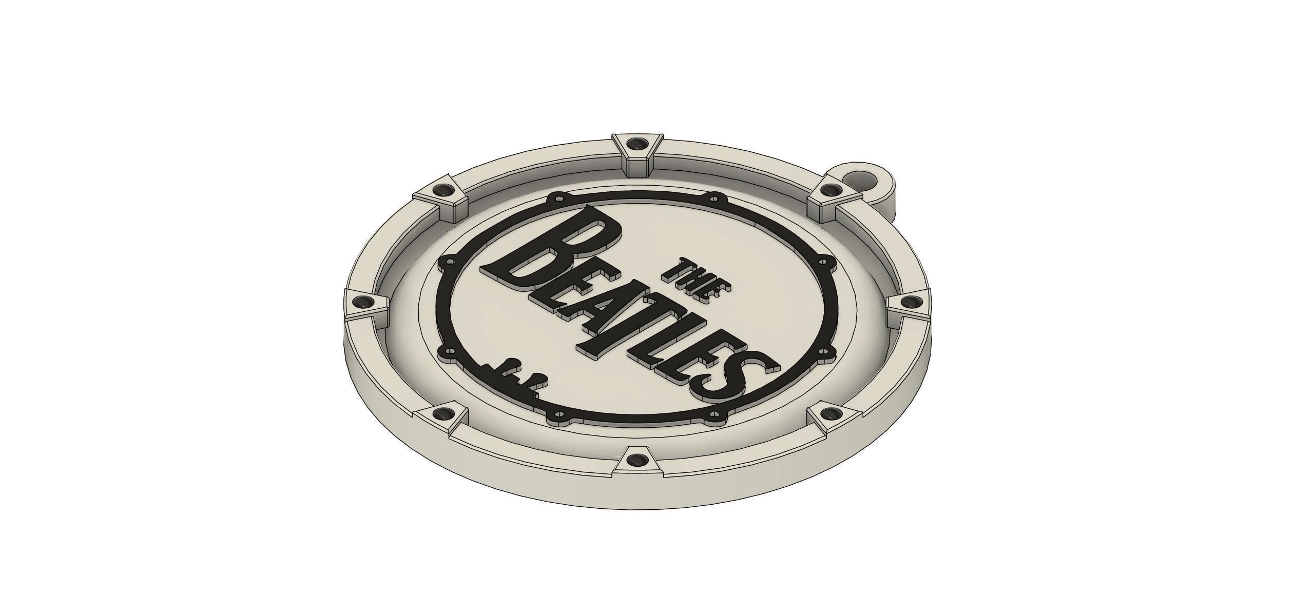 The Beatles Drum Logo Medallion Keychain 3D print model_1