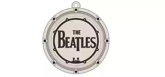 The Beatles Drum Logo Medallion Keychain 3D print model
