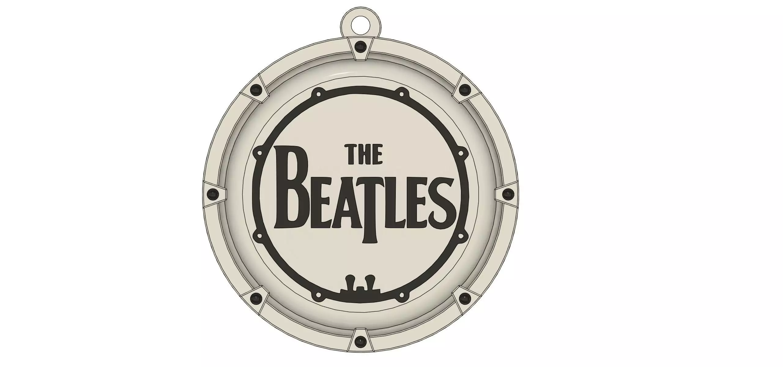 The Beatles Drum Logo Medallion Keychain 3D print model_0