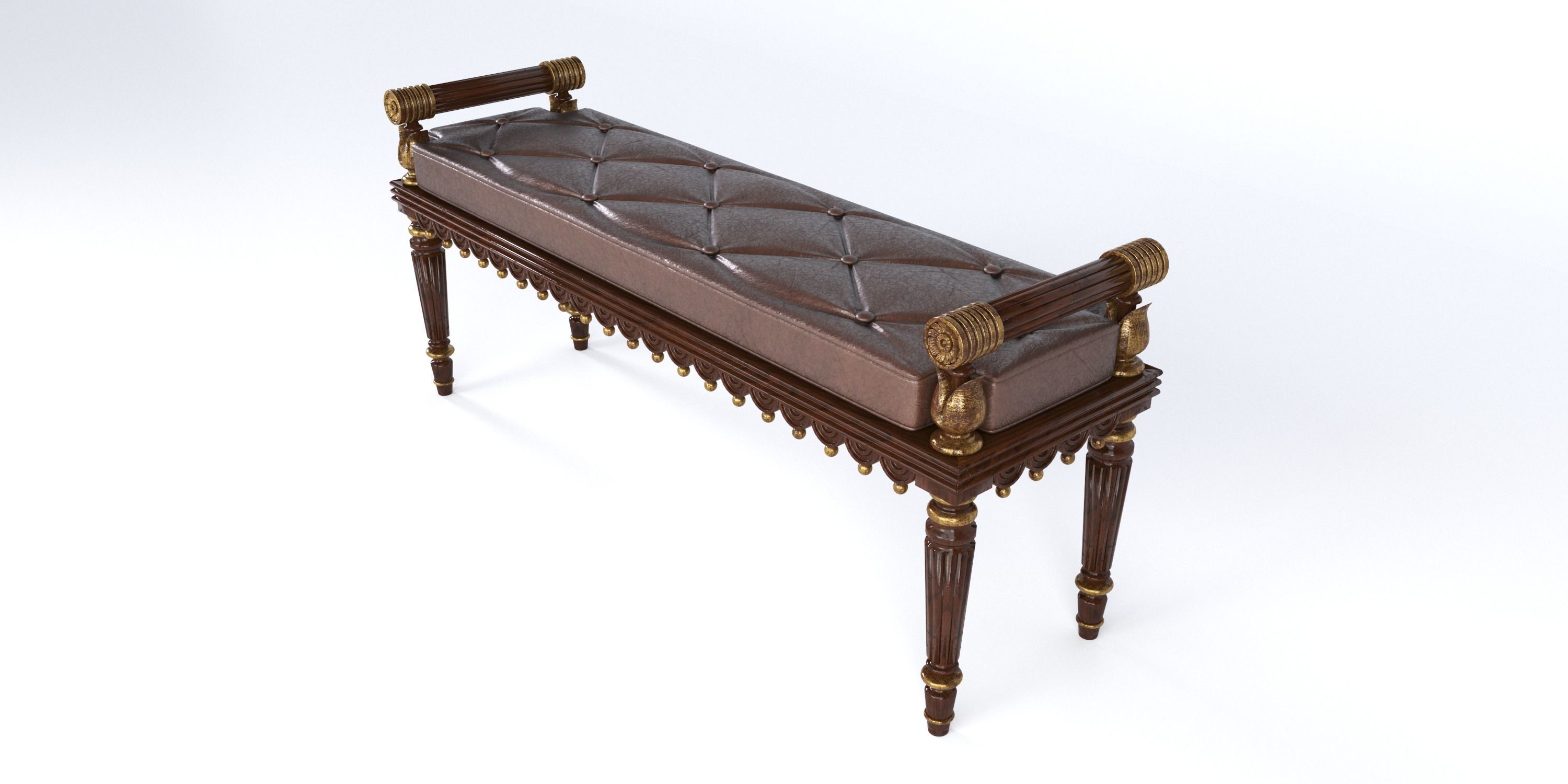 REGENCY STYLE HALL BENCH 3D model_5