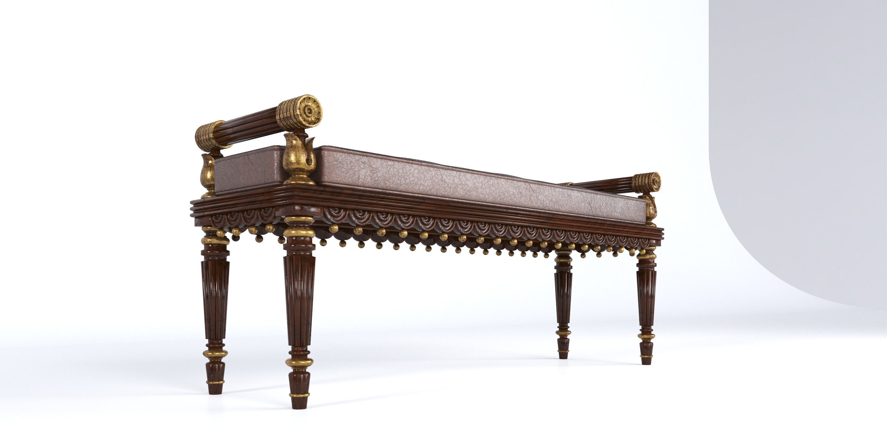 REGENCY STYLE HALL BENCH 3D model_3