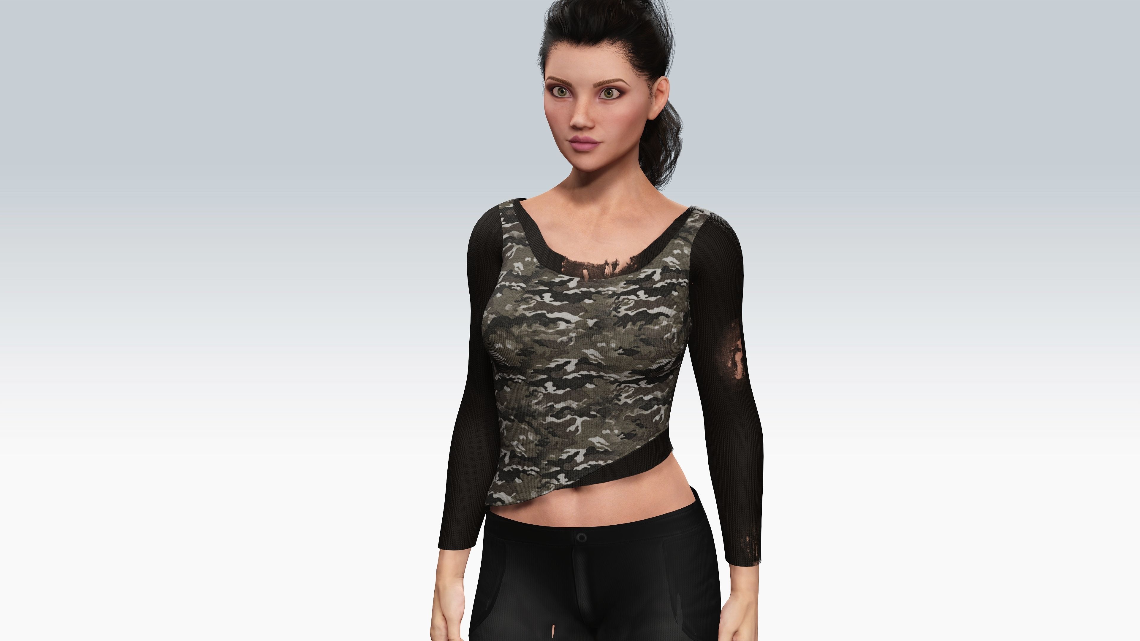 Sexy Character - Fully Rigged 3D model  Low-poly 3D model_1