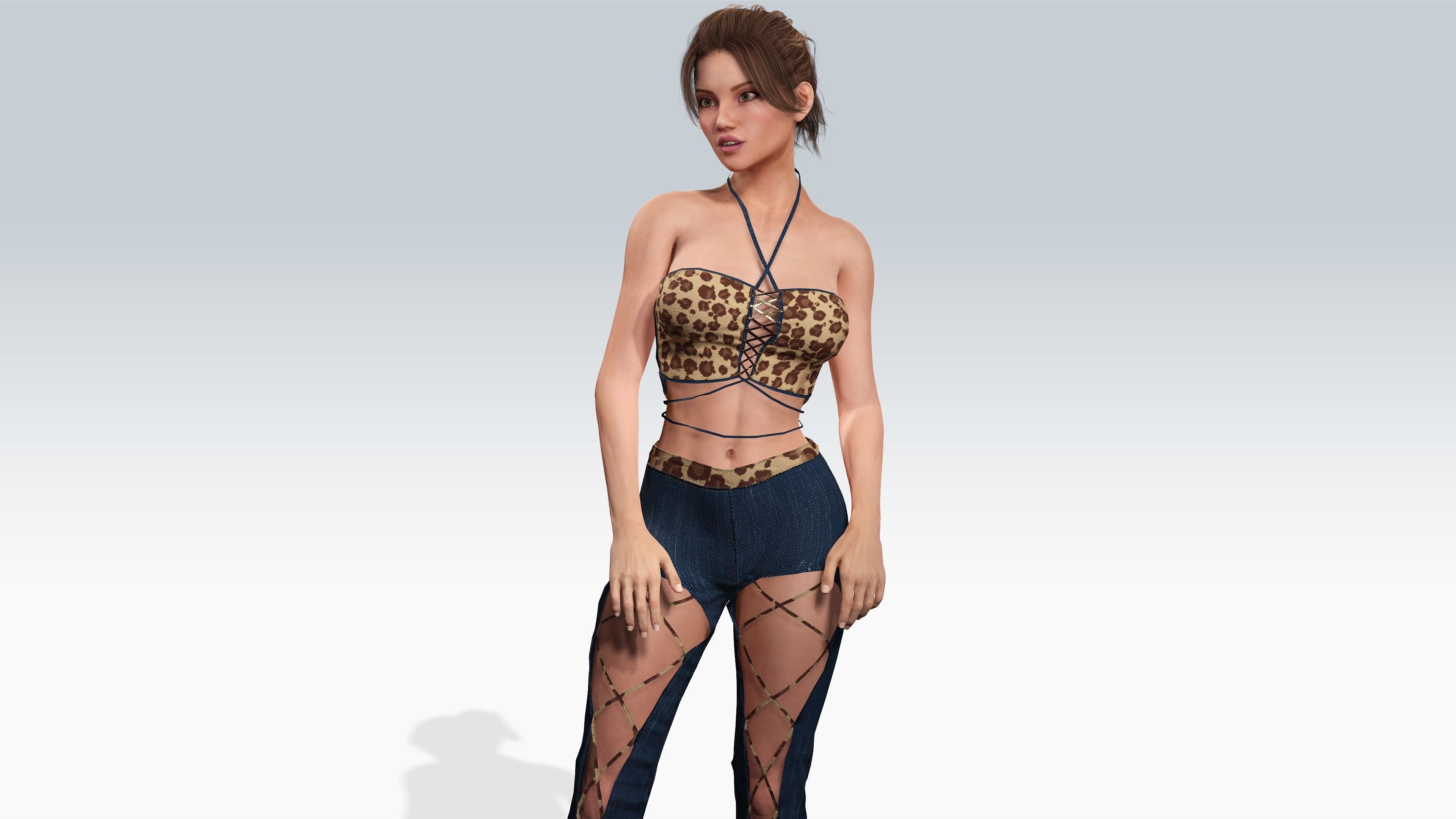 Sexy Character - Fully Rigged 3D model Low-poly 3D model_1