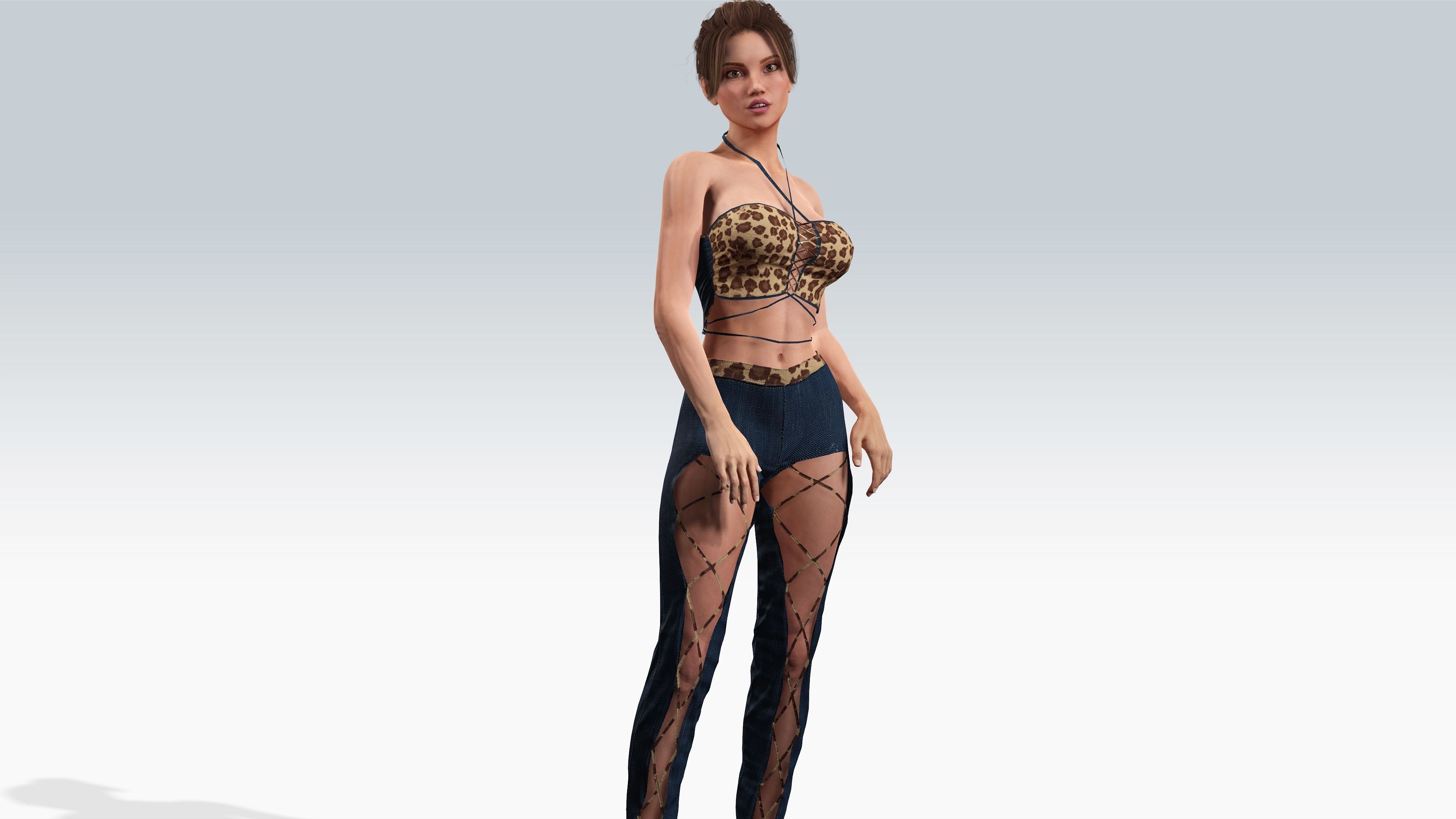 Sexy Character - Fully Rigged 3D model Low-poly 3D model_5