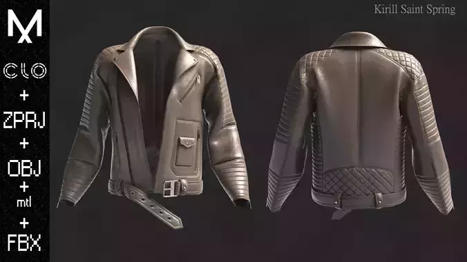 Jacket Motorcycle Marvelous designer Clo3d OBJ mtl FBX ZPRJ