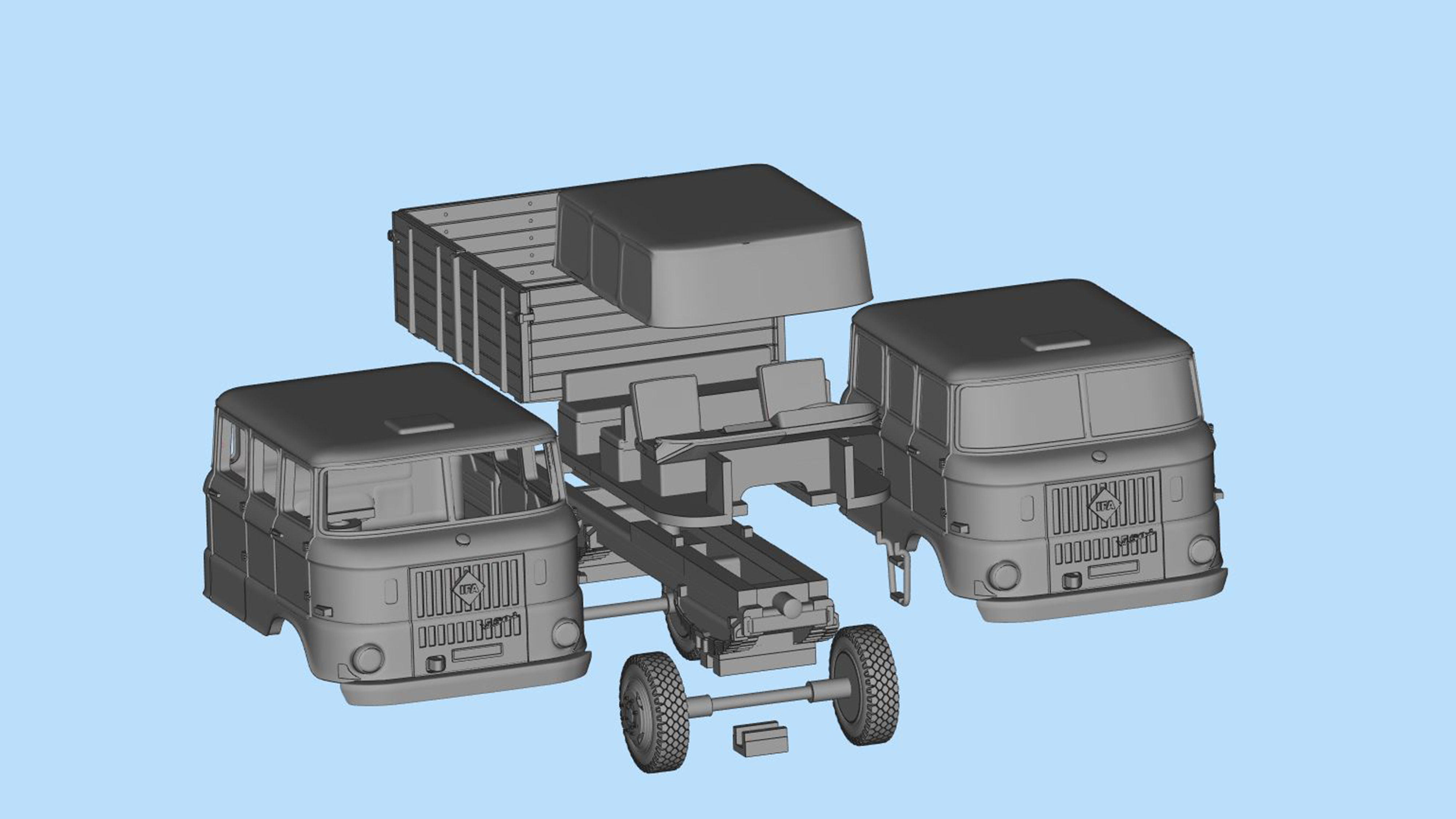 IFA W50 BTP Langkabine bautruppfahrzeug 3d model stl 3D print model_15