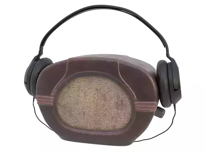 Radio receiver with headphones 3D model