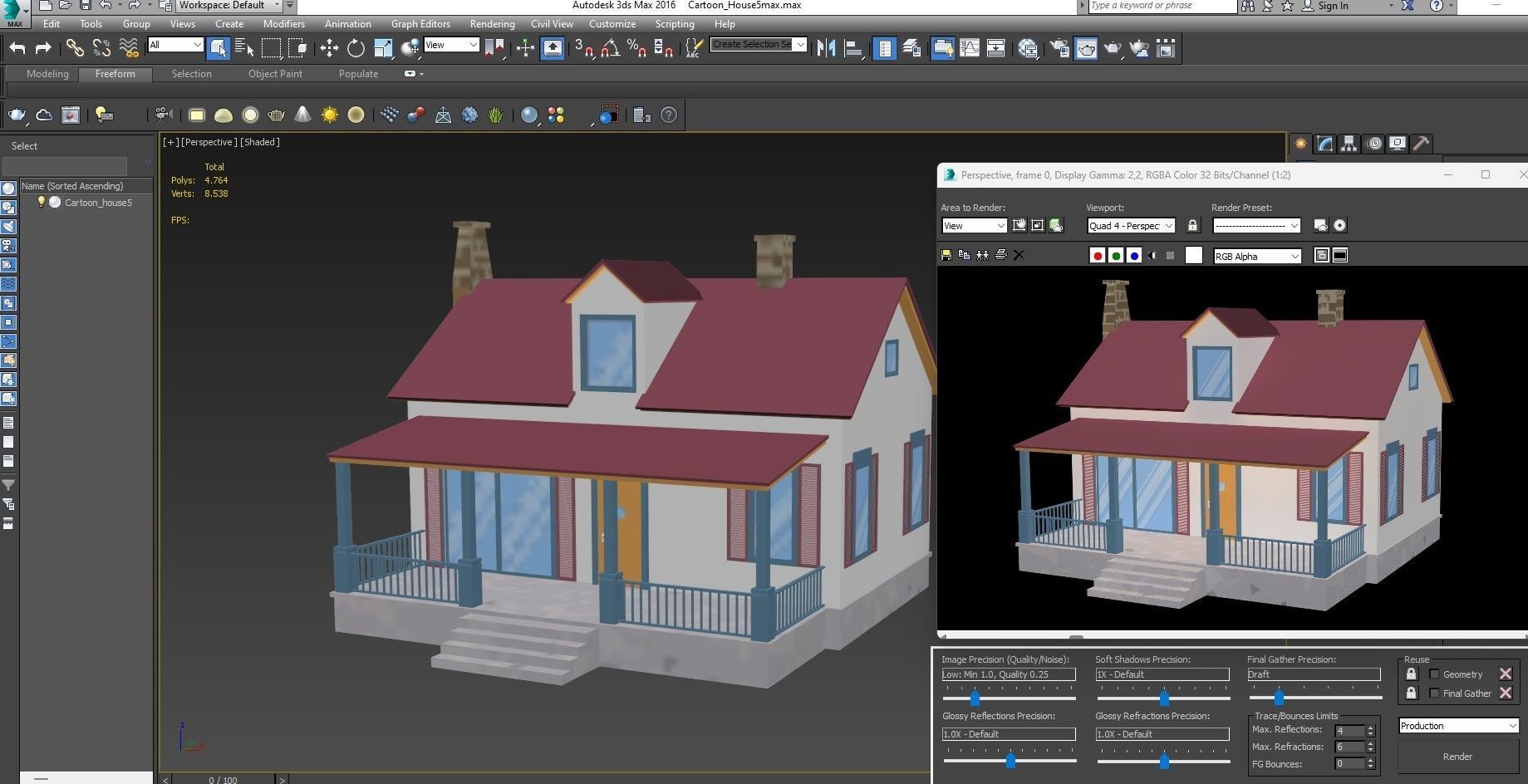 Cartoon House 5 Low-poly 3D model_12
