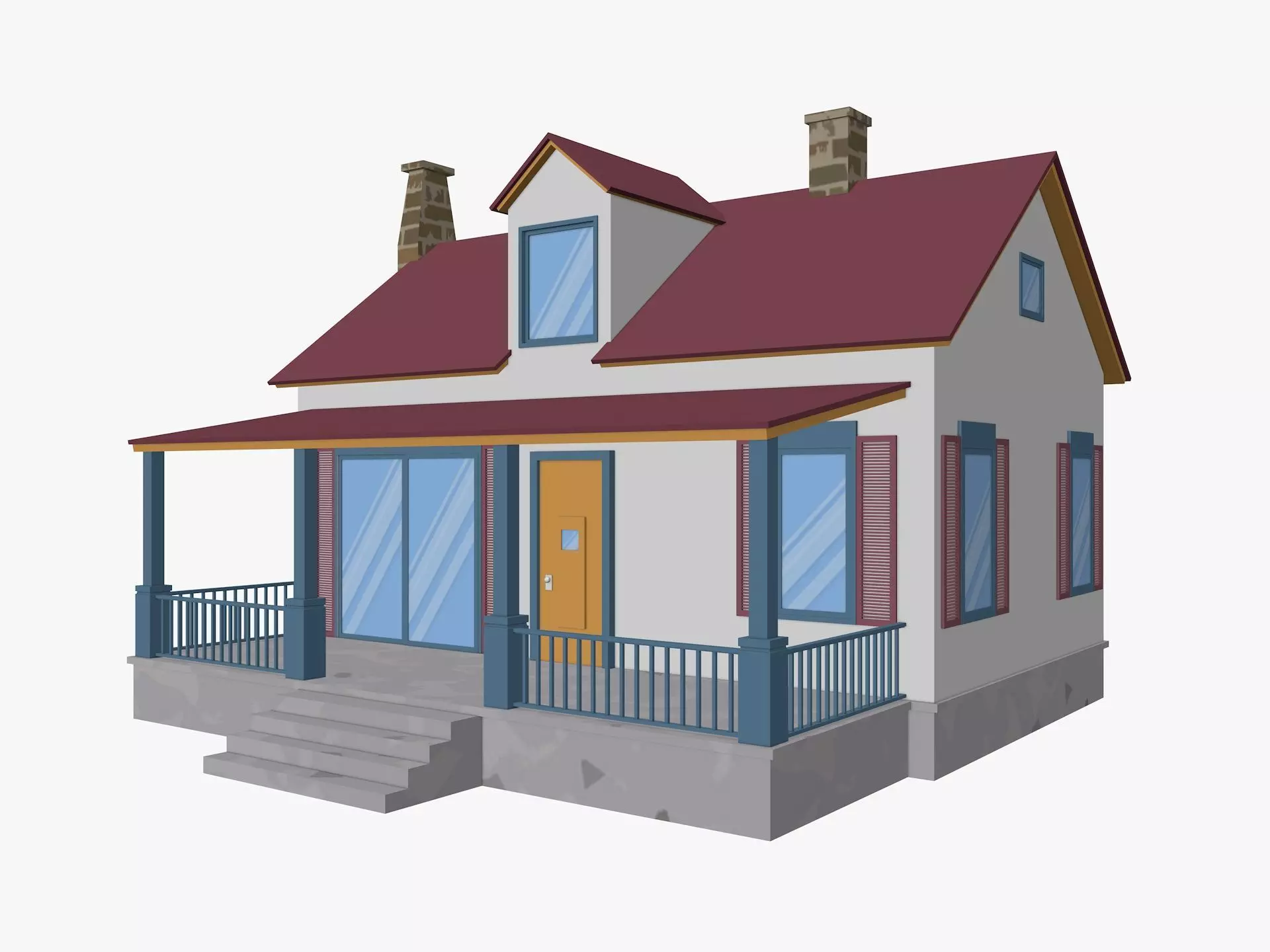 Cartoon House 5 Low-poly 3D model_0