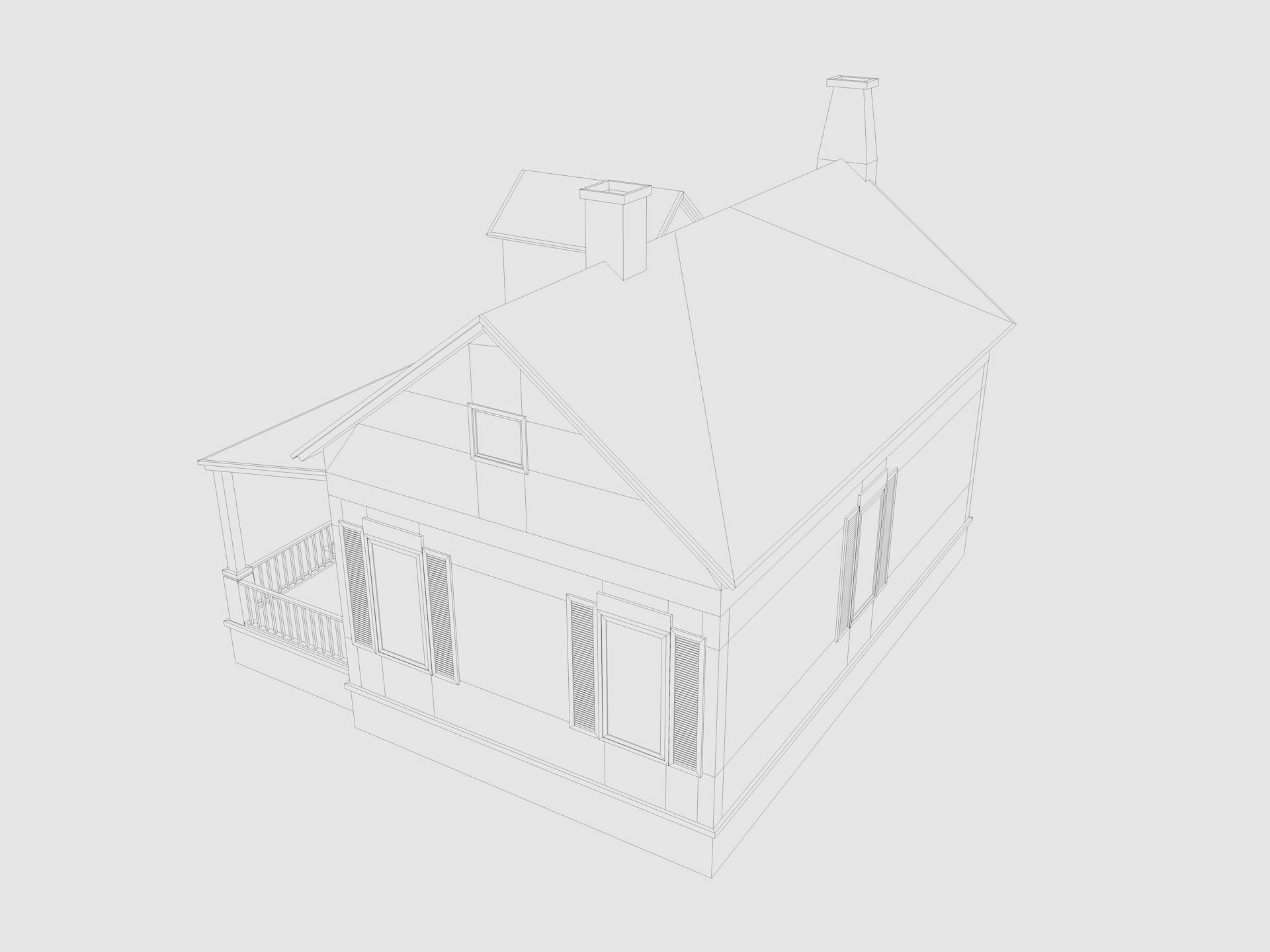 Cartoon House 5 Low-poly 3D model_9