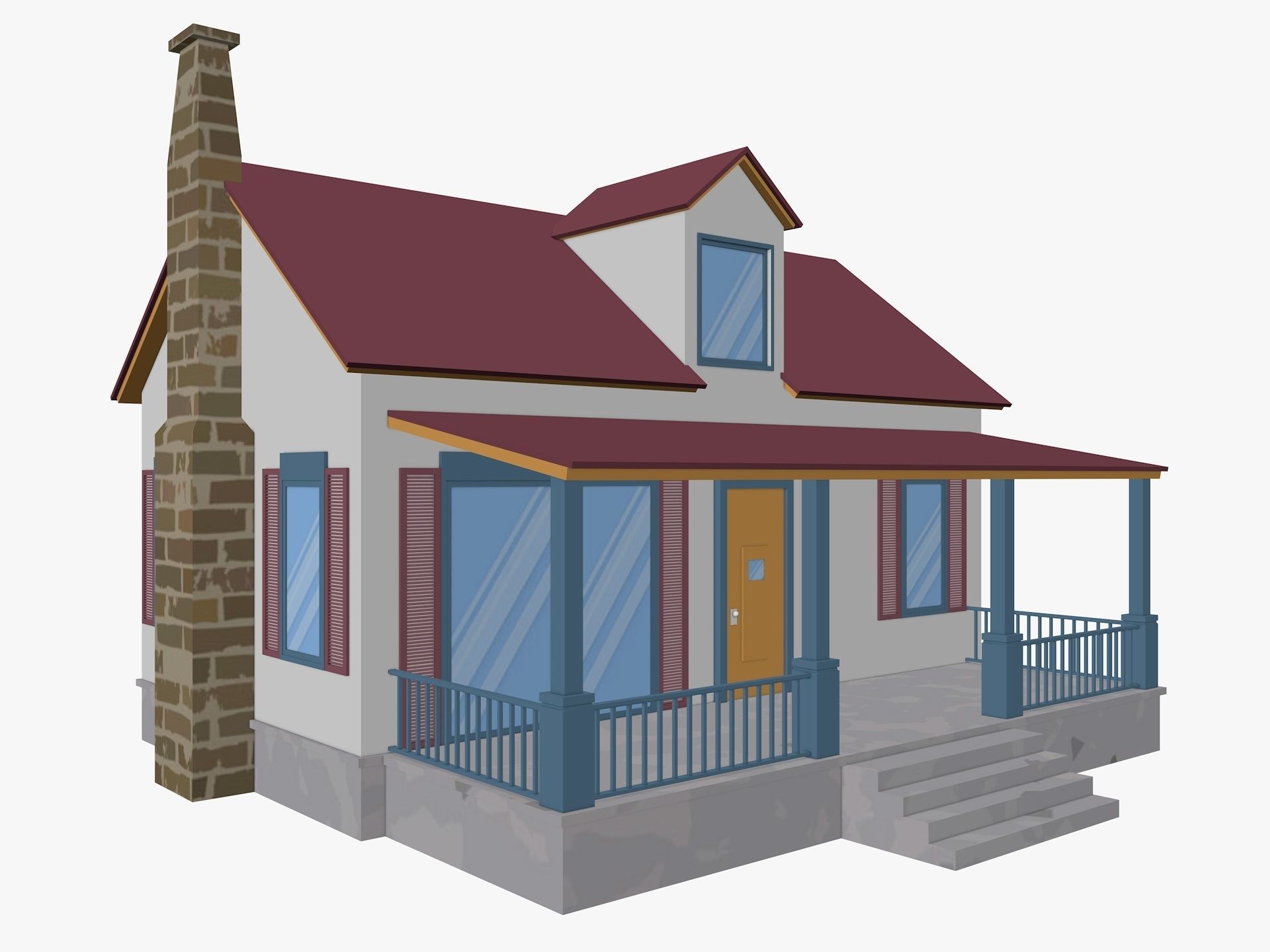 Cartoon House 5 Low-poly 3D model_1