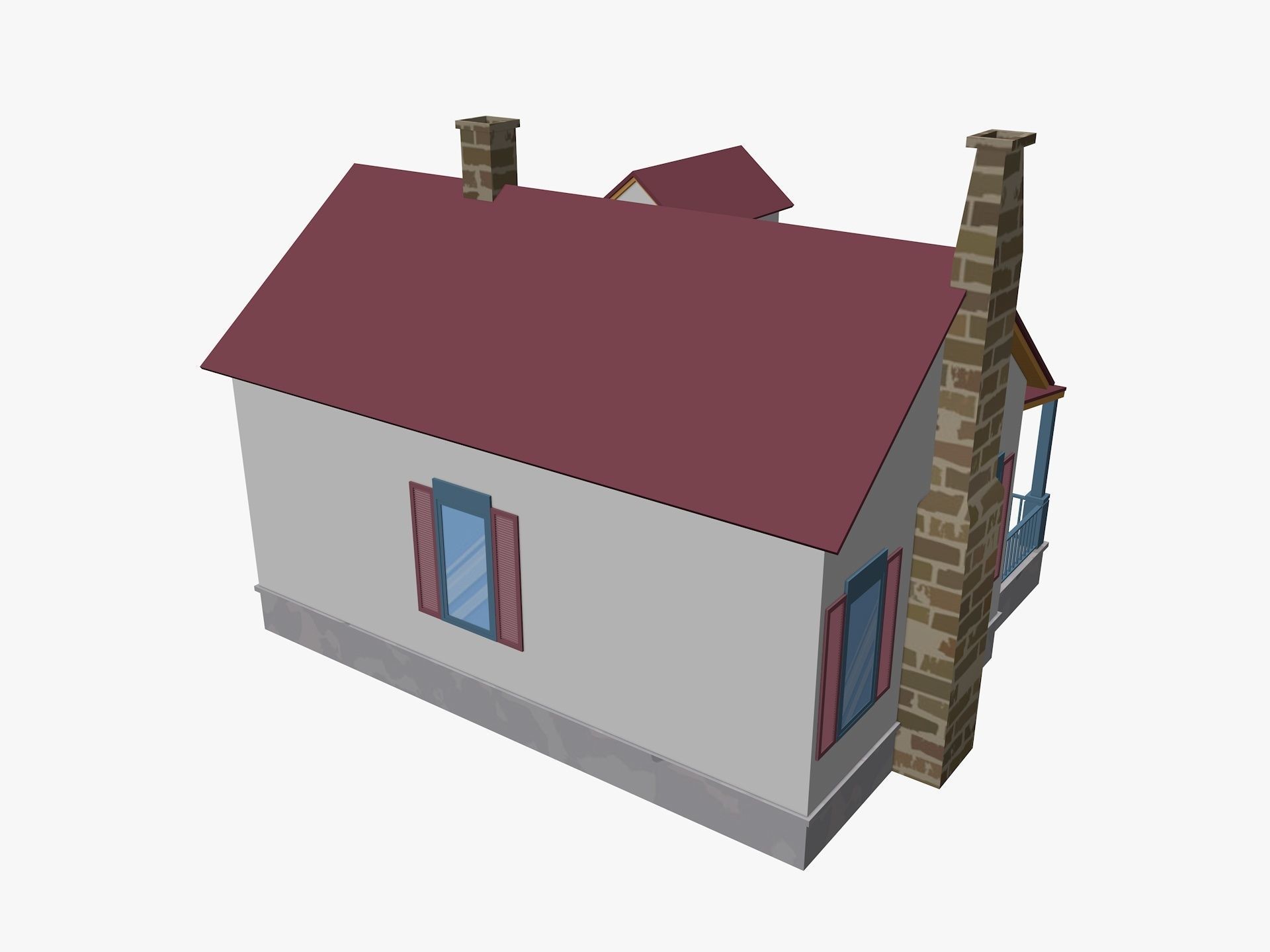 Cartoon House 5 Low-poly 3D model_3