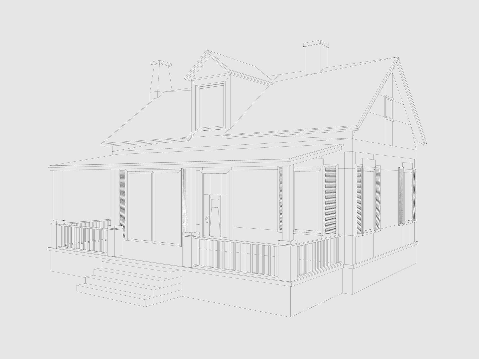 Cartoon House 5 Low-poly 3D model_5