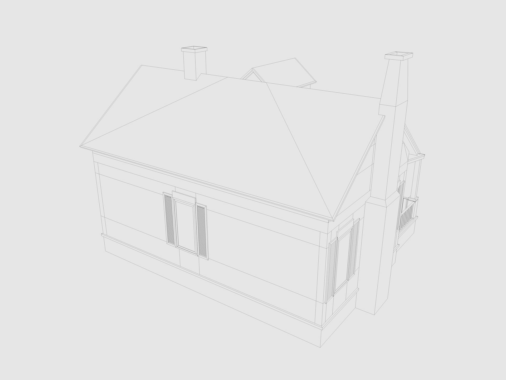 Cartoon House 5 Low-poly 3D model_8