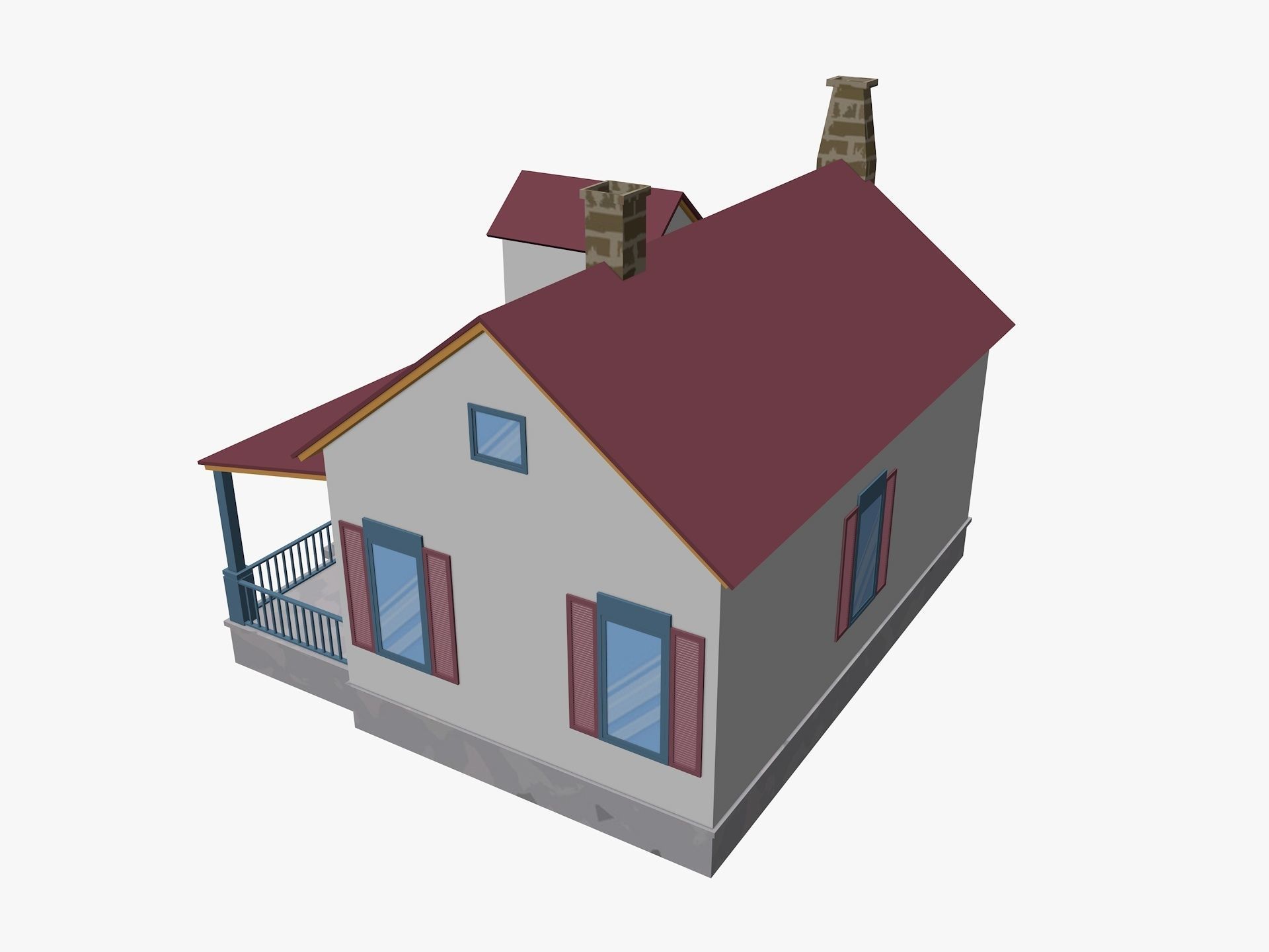 Cartoon House 5 Low-poly 3D model_4