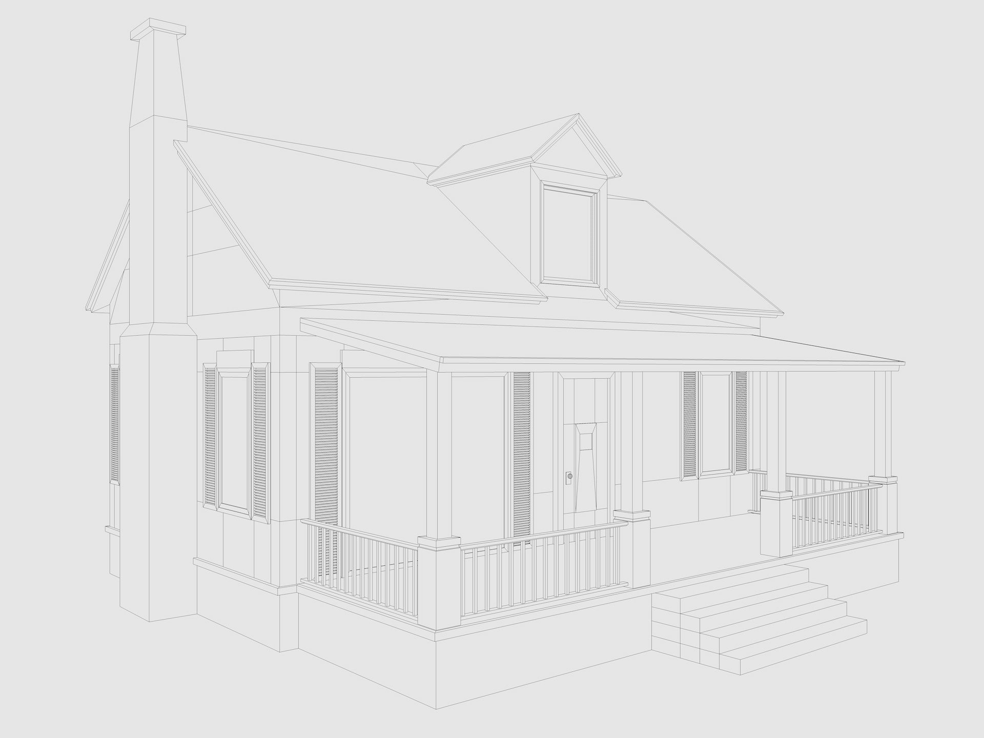 Cartoon House 5 Low-poly 3D model_6