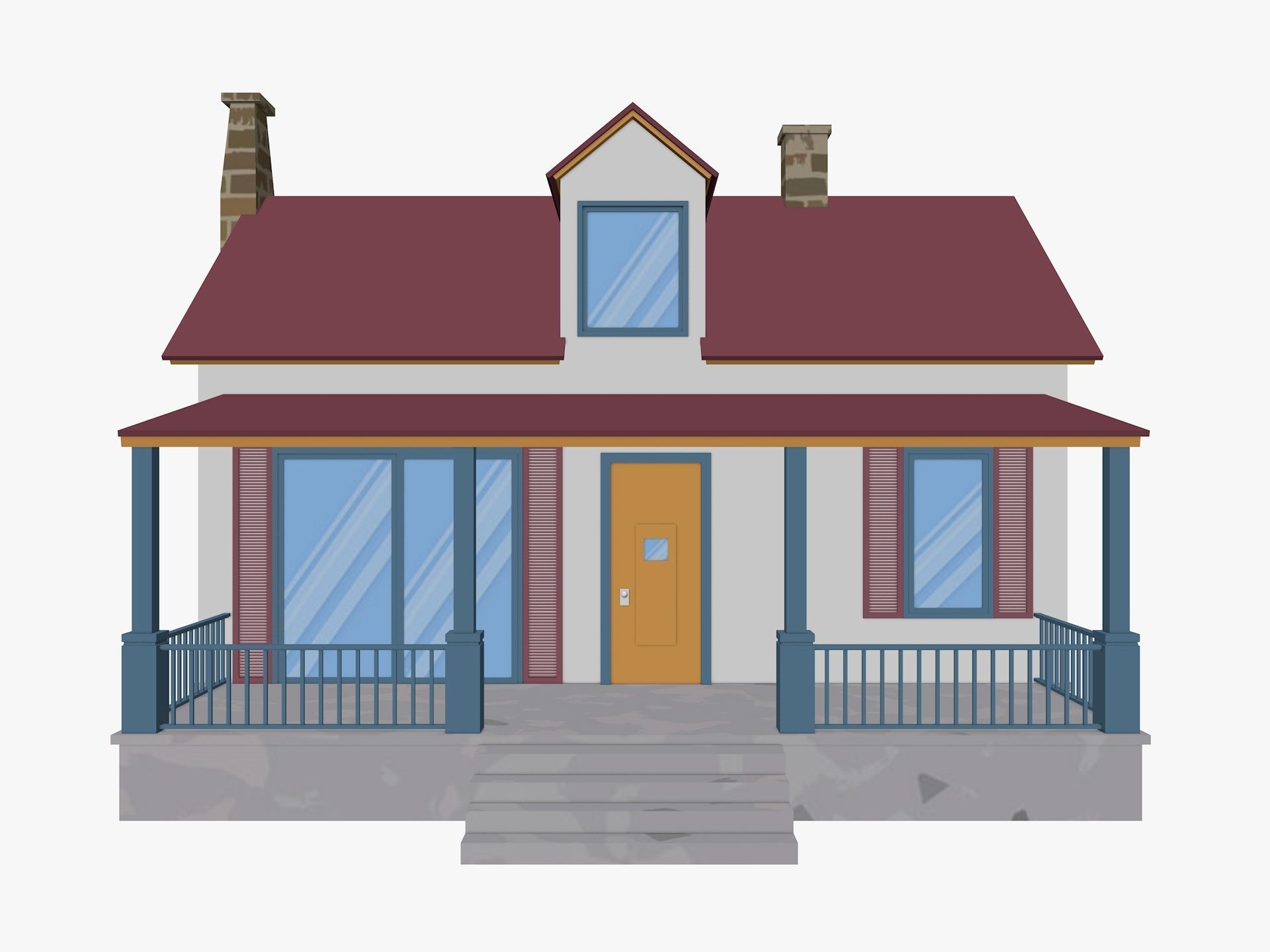 Cartoon House 5 Low-poly 3D model_2