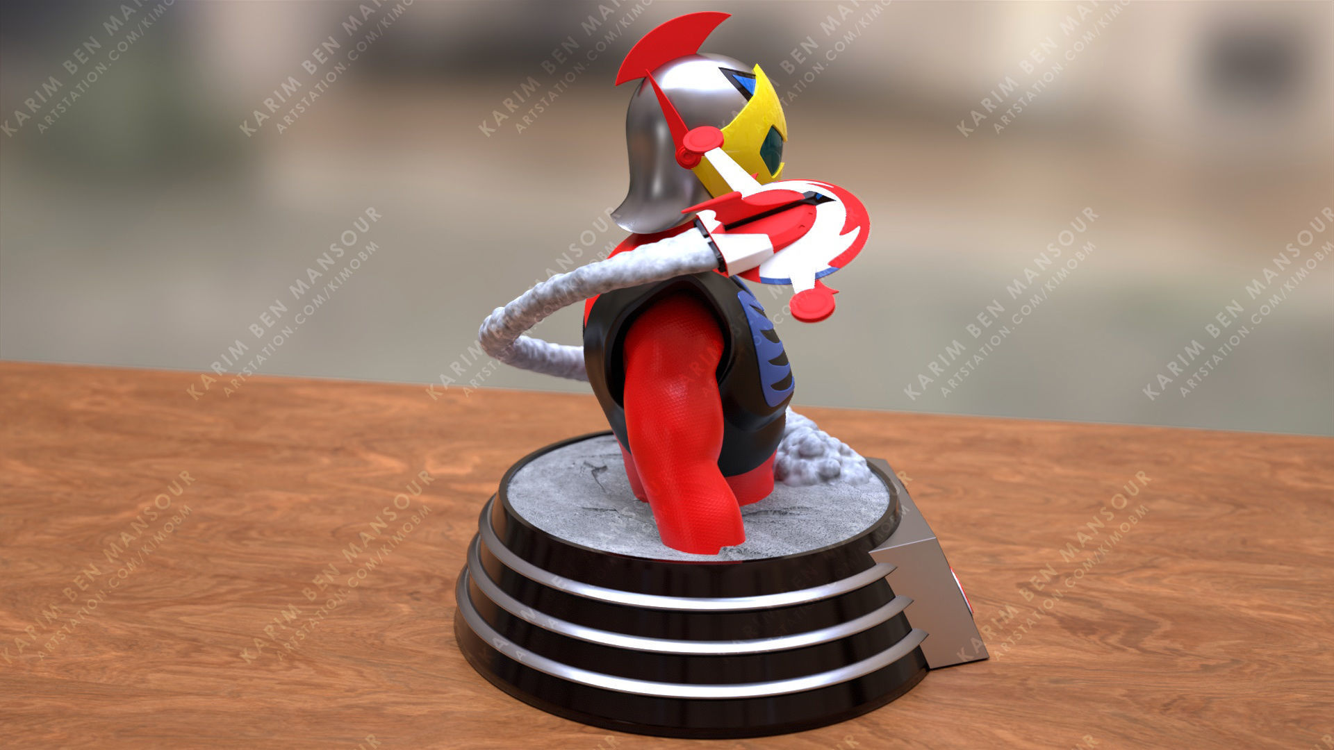 Actarus Bust V2 3D print model_3