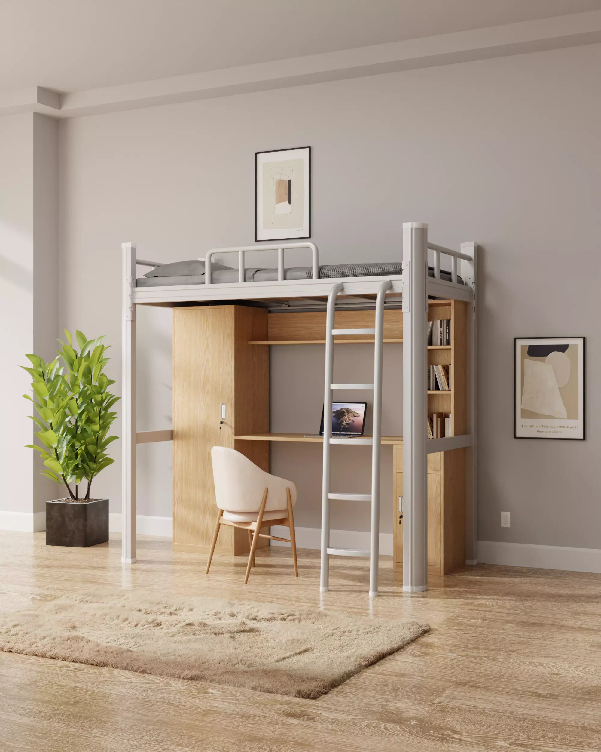 Realistic Interior DormBed 3D model
