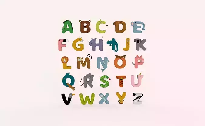 Cartoon Animal Alphabet v019