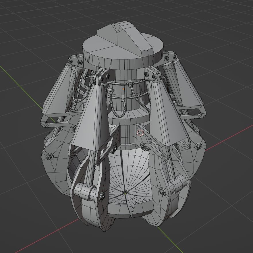 Clamshell Bucket Low-poly 3D model_4