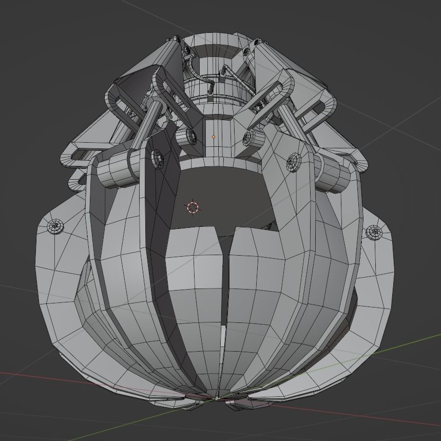 Clamshell Bucket Low-poly 3D model_5