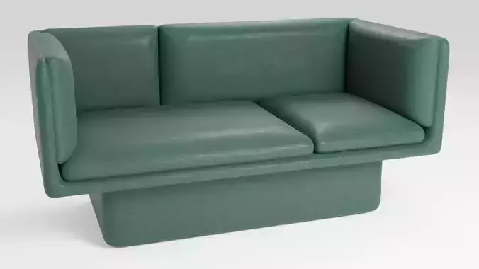 The sofa is covered with soft velor fabric in green tones