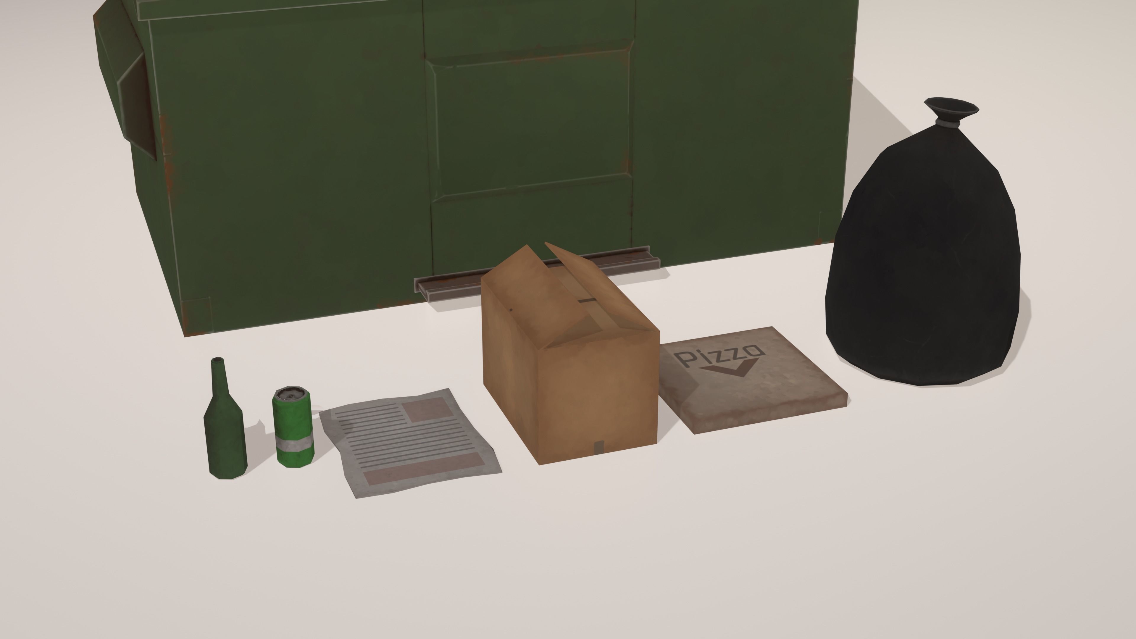 Stylized Low Poly Dumpster with garbage Low-poly 3D model_4