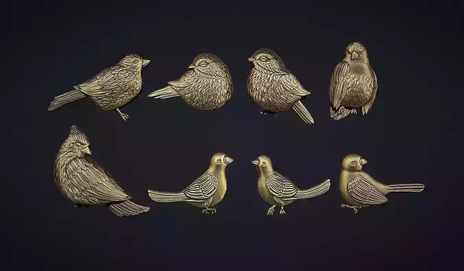 Birds bas relief set 3D print model