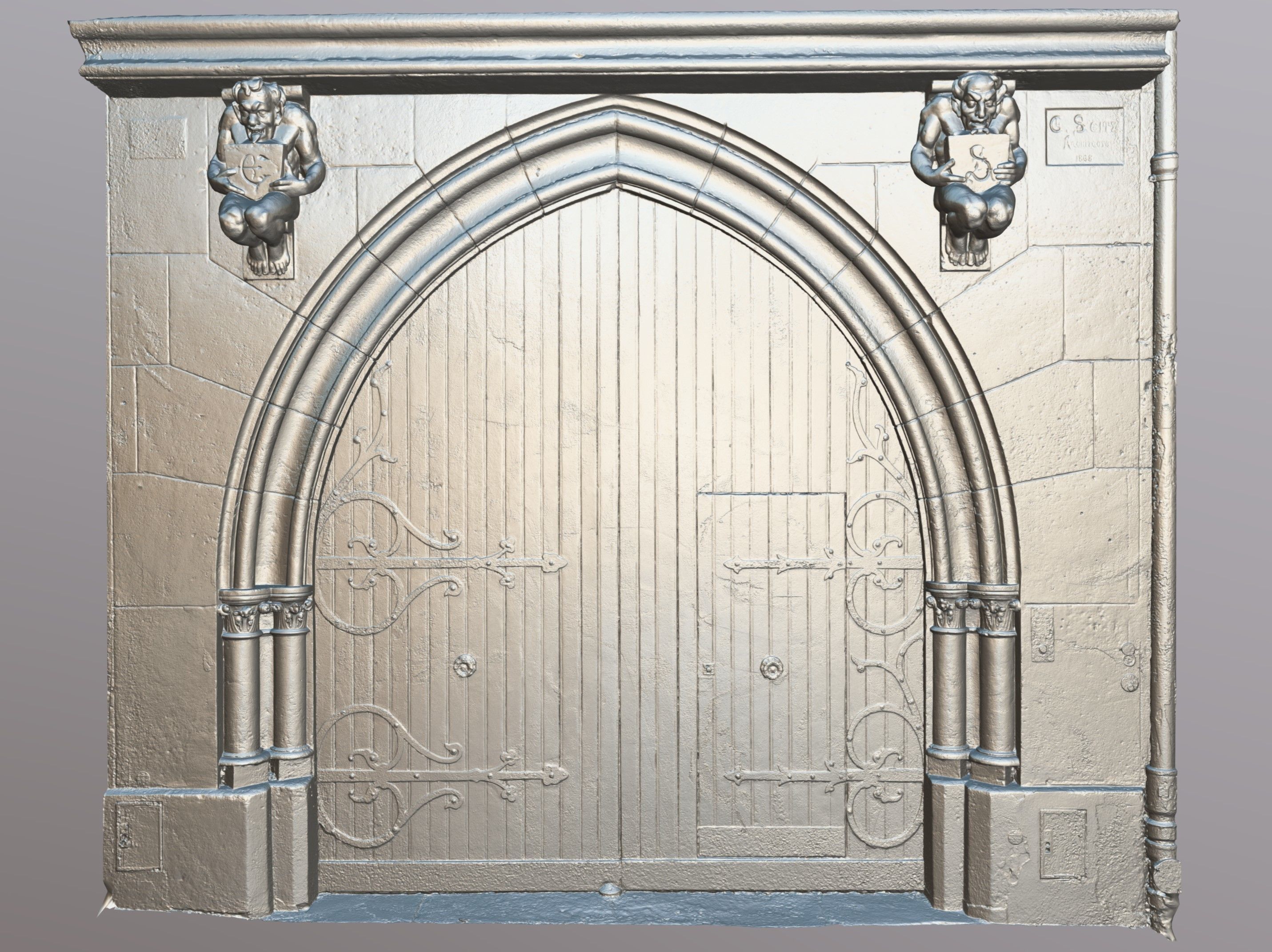 Neo-gothic door 3D model_3