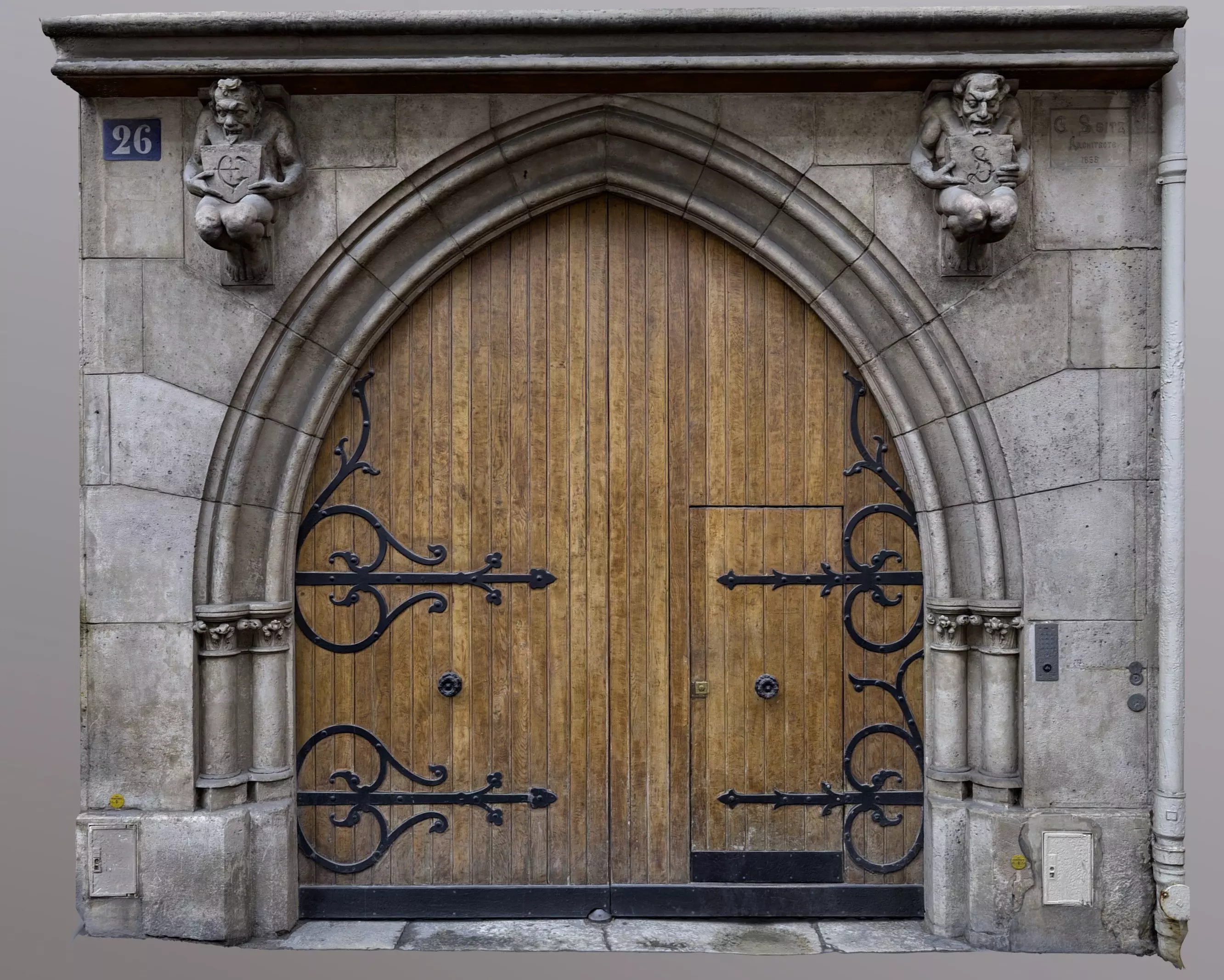Neo-gothic door 3D model_0
